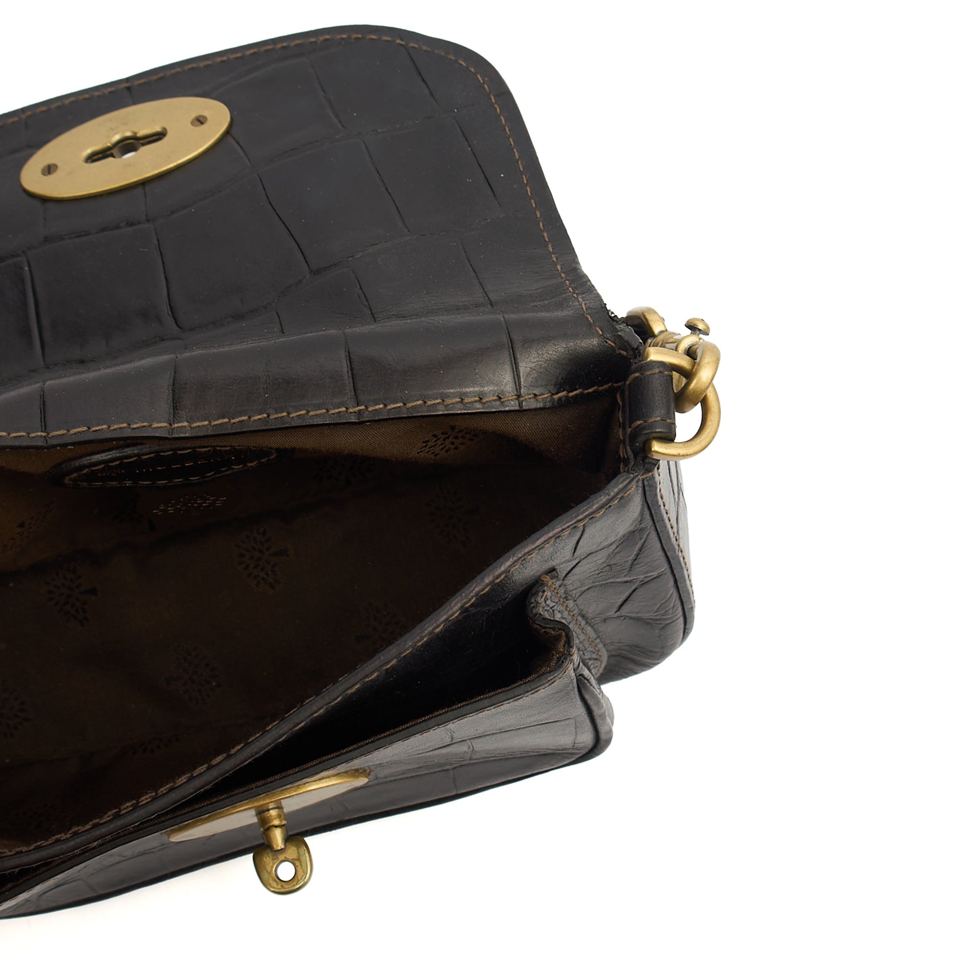 Mulberry Shoulder Bag Vintage Shoulder Bag in Black, Exotic Effect Leather