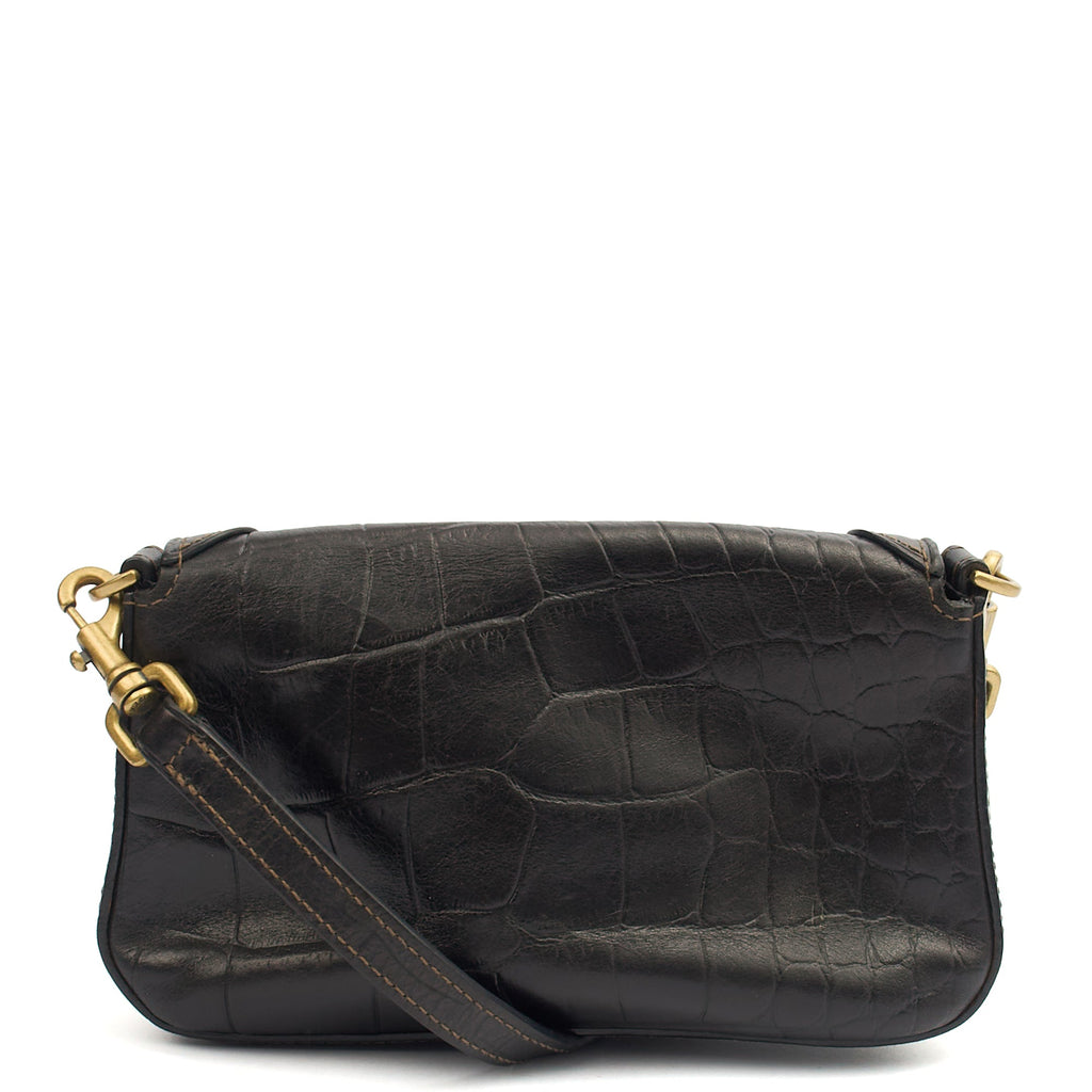 Mulberry Shoulder Bag Vintage Shoulder Bag in Black, Exotic Effect Leather