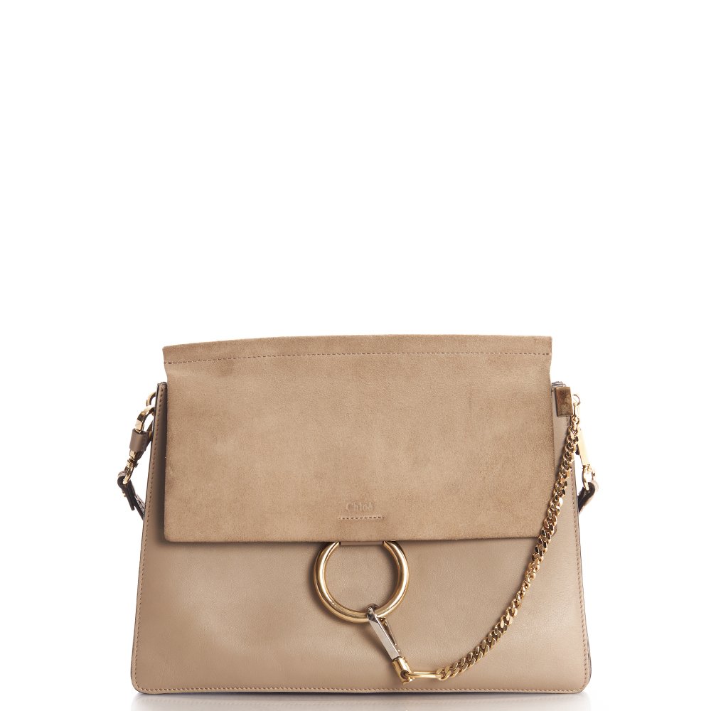 Chloe Shoulder Bag Faye Shoulder Bag in Grey, Calfskin Leather
