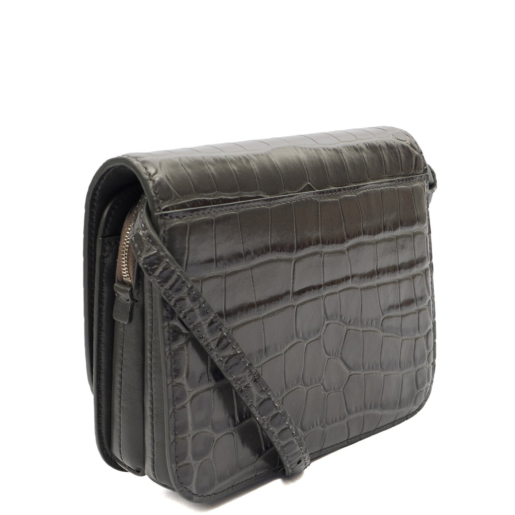 Balenciaga Cross Body B. Crossbody in Grey, Exotic Effect Leather