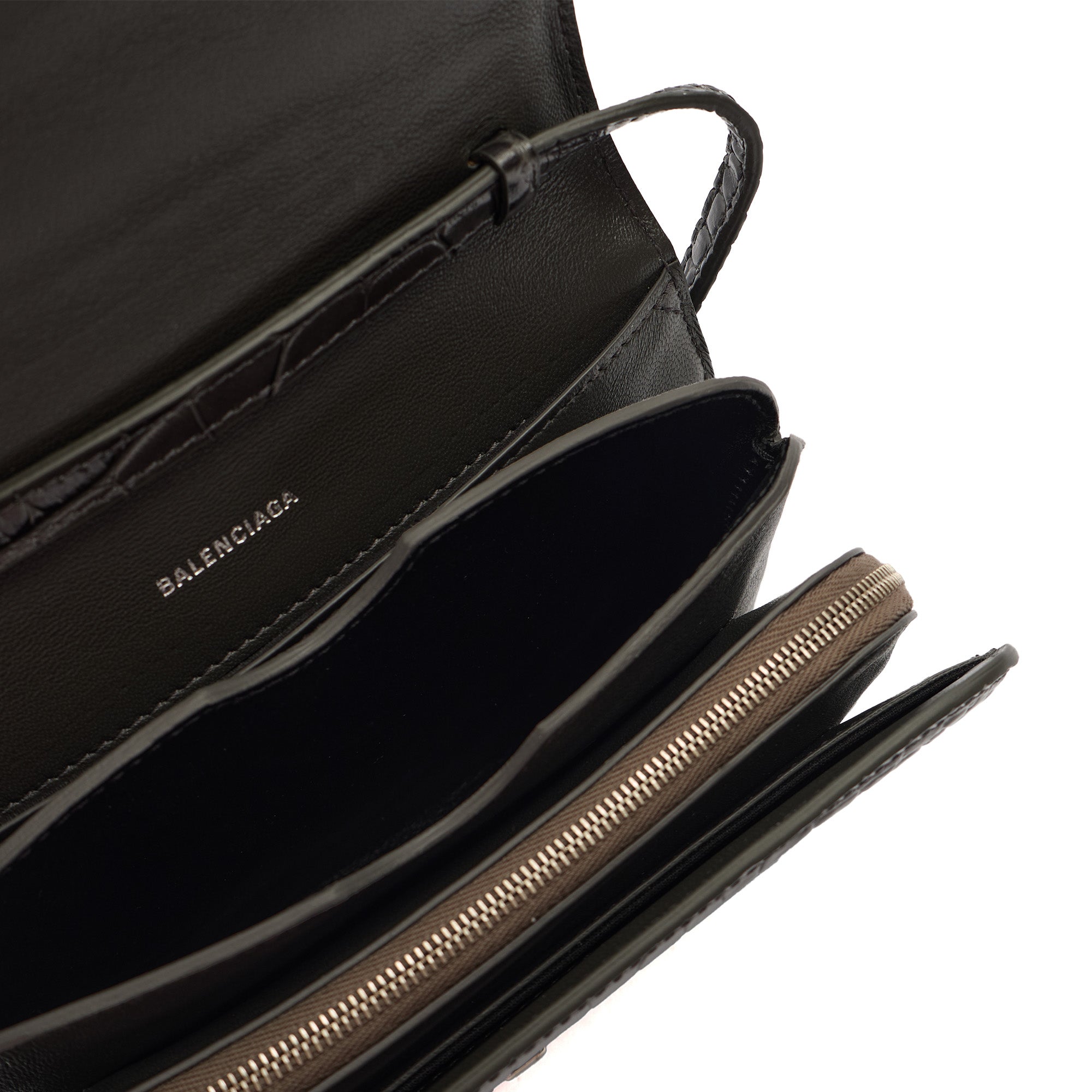 Balenciaga Cross Body B. Crossbody in Grey, Exotic Effect Leather