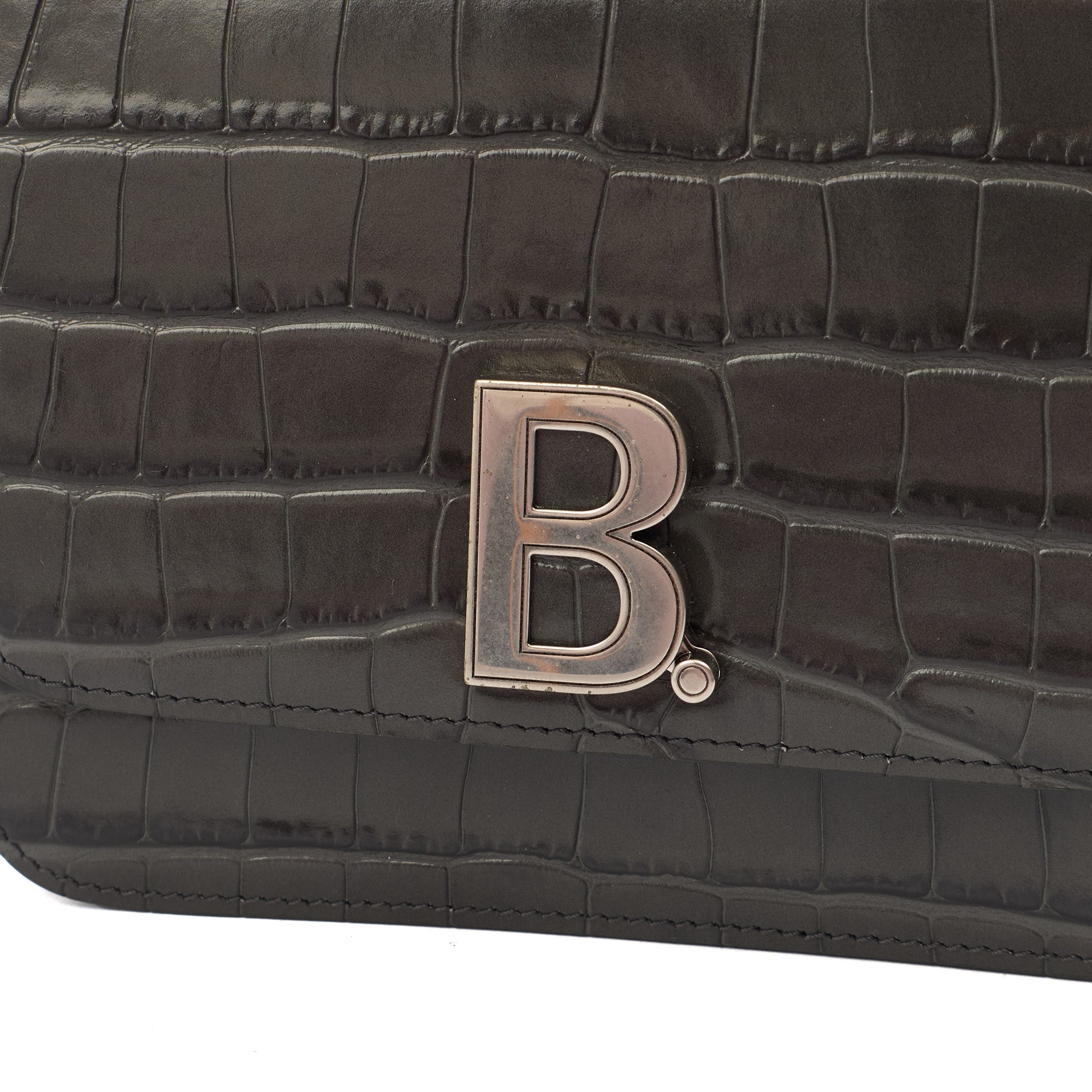 Balenciaga Cross Body B. Crossbody in Grey, Exotic Effect Leather