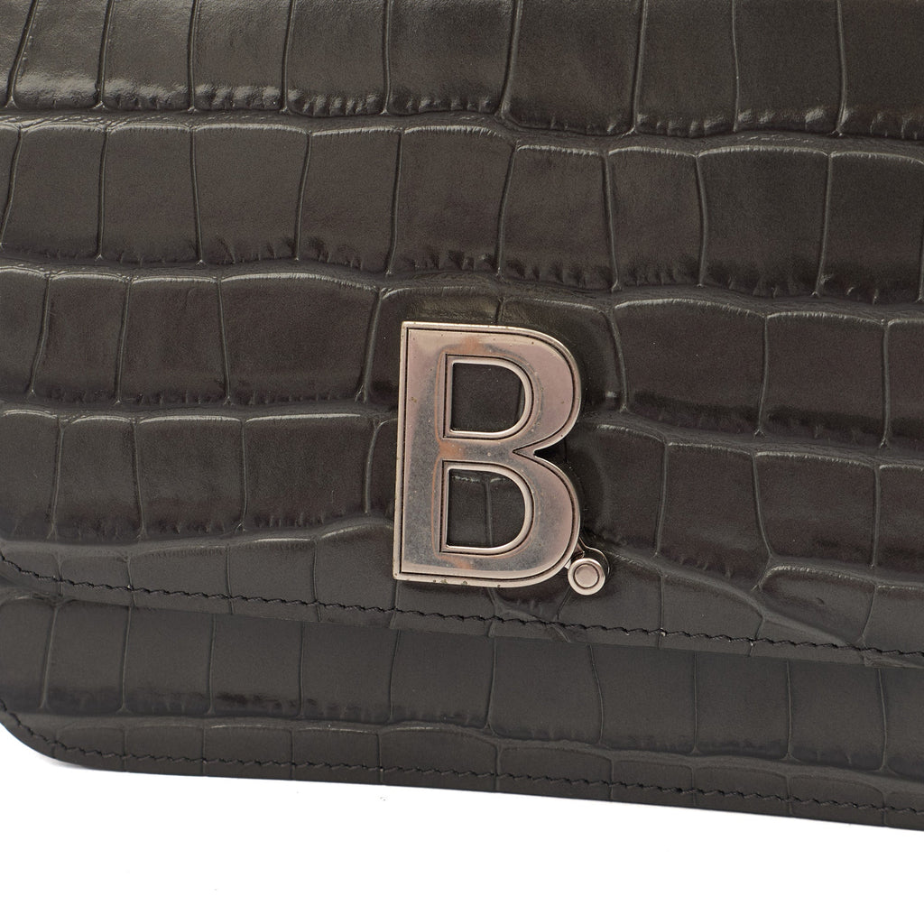 Balenciaga Cross Body B. Crossbody in Grey, Exotic Effect Leather