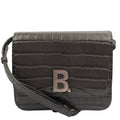 Balenciaga Cross Body B. Crossbody in Grey, Exotic Effect Leather