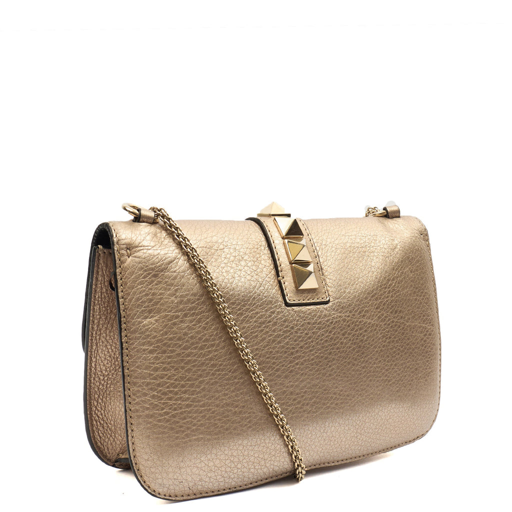 Valentino Shoulder Bag Glam Lock - Medium in Metallic, Calfskin