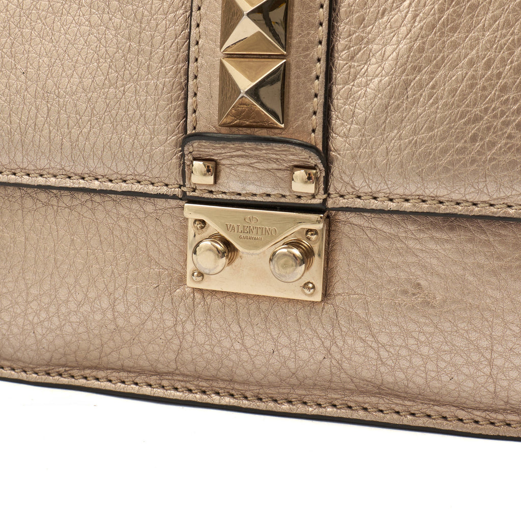 Valentino Shoulder Bag Glam Lock - Medium in Metallic, Calfskin