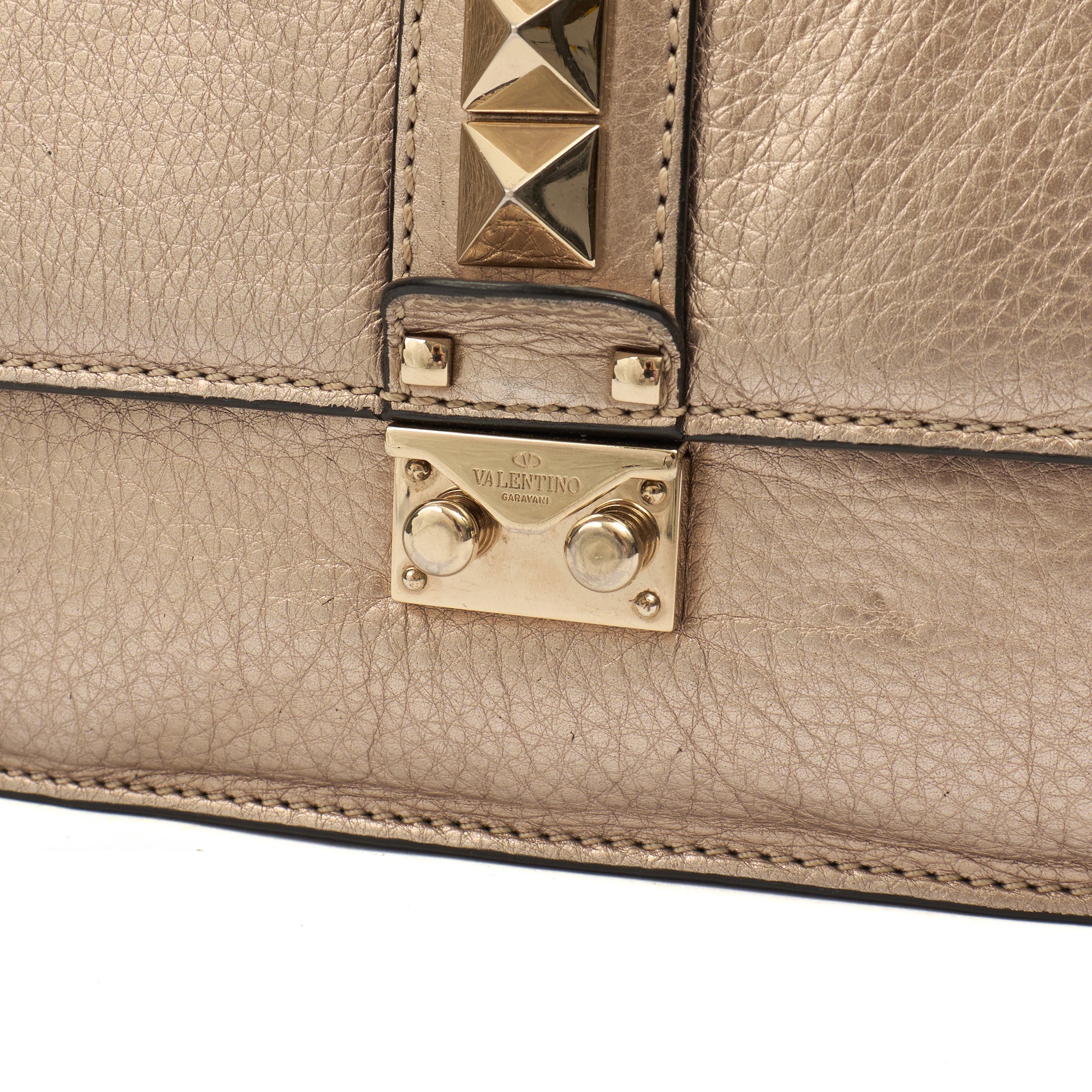 Valentino Shoulder Bag Glam Lock - Medium in Metallic, Calfskin