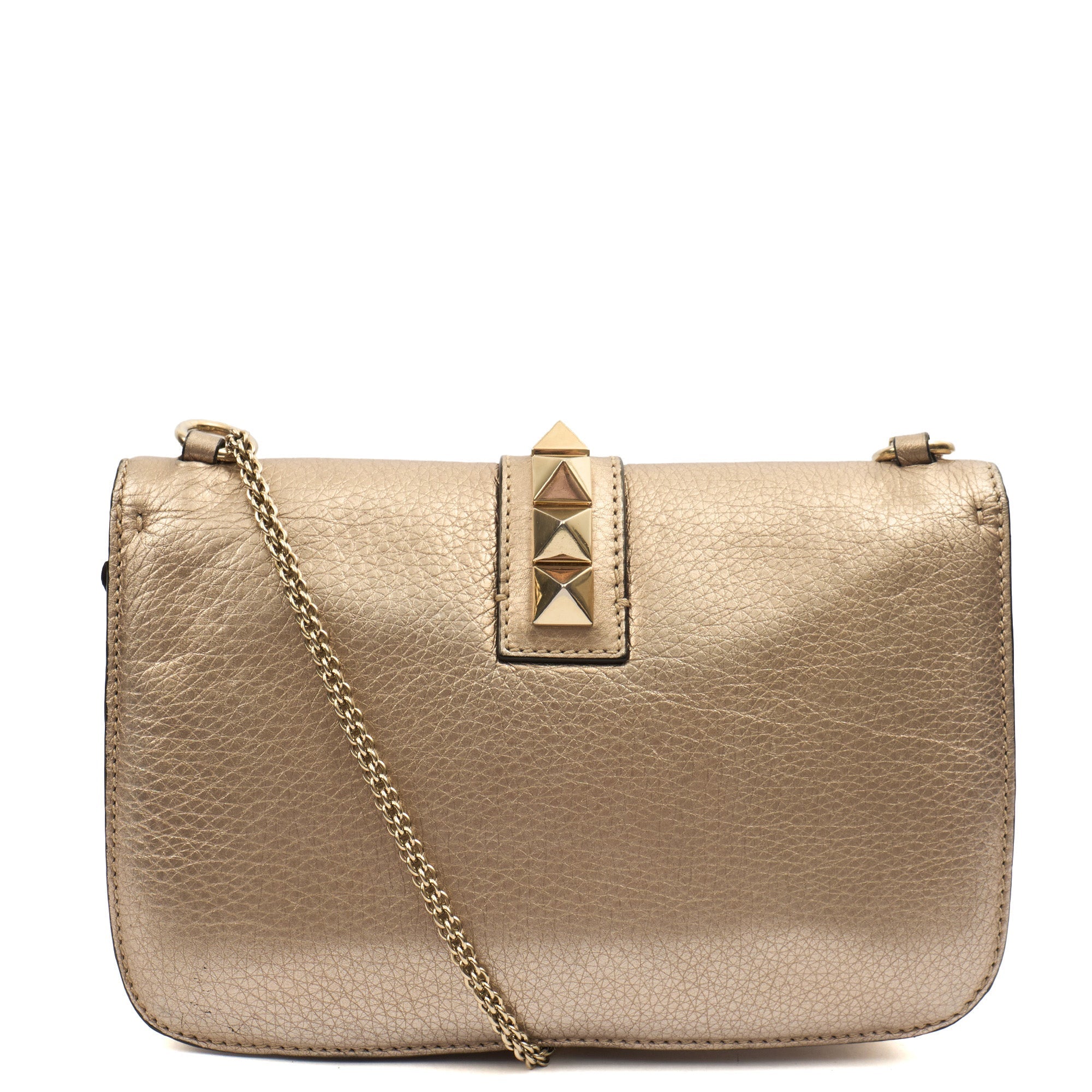 Valentino Shoulder Bag Glam Lock - Medium in Metallic, Calfskin