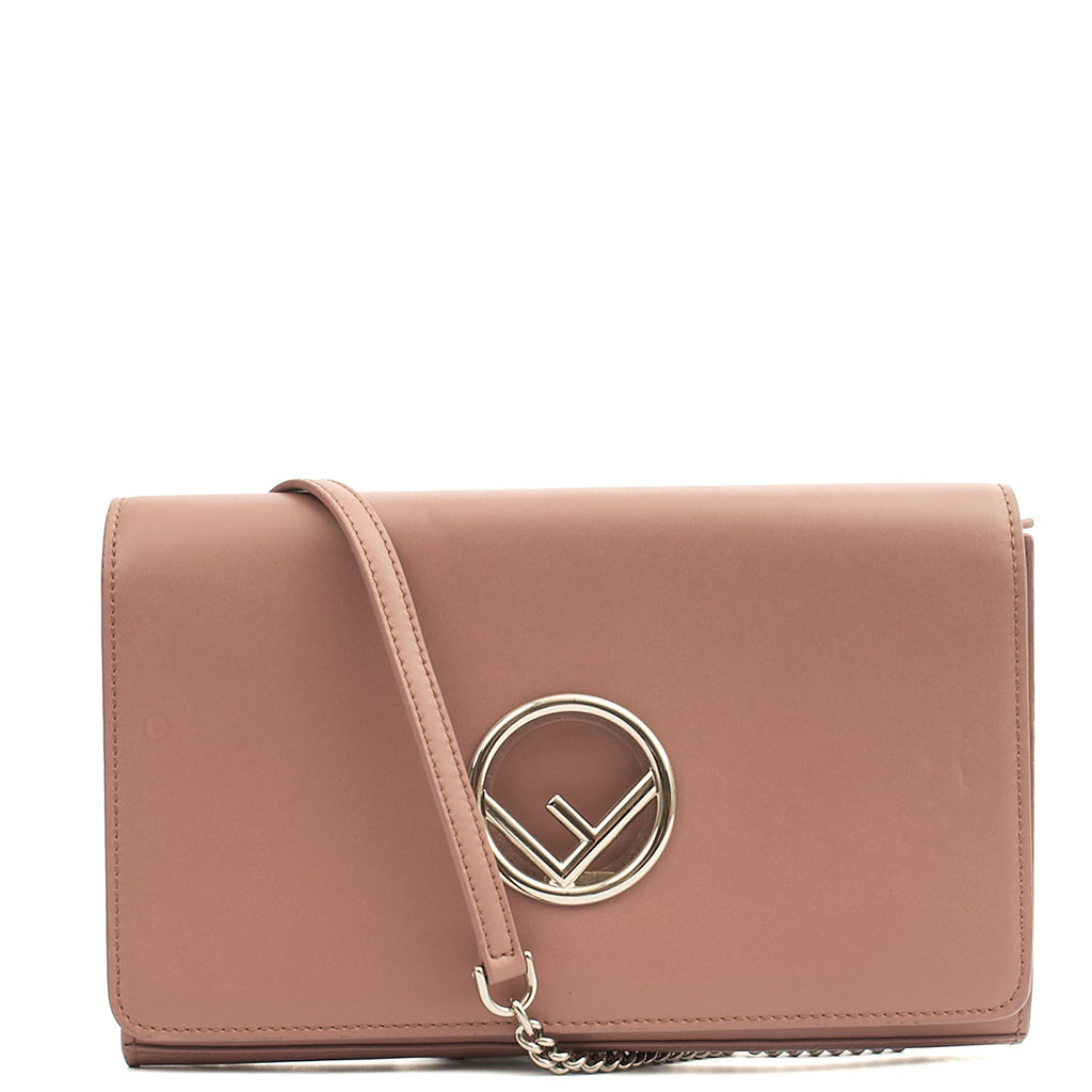 Fendi Cross Body Kan I F Wallet On Chain in Pink, Leather