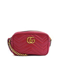 Gucci Cross Body Marmont Shoulder Bag - Small in Hibiscus Red, Leather