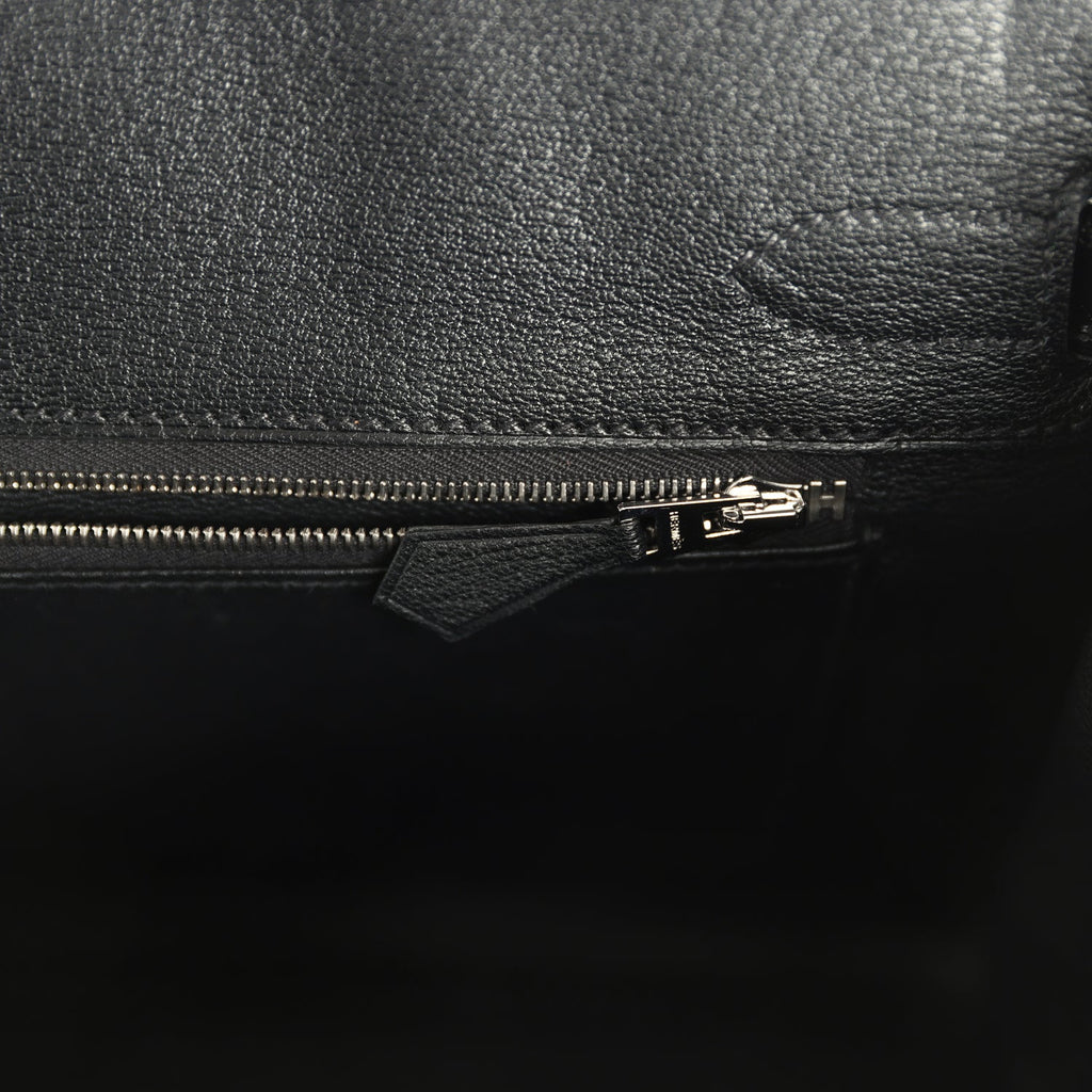 Pre-owned Hermes Birkin 30 Black Shiny Crocodile Niloticus Palladium Hardware