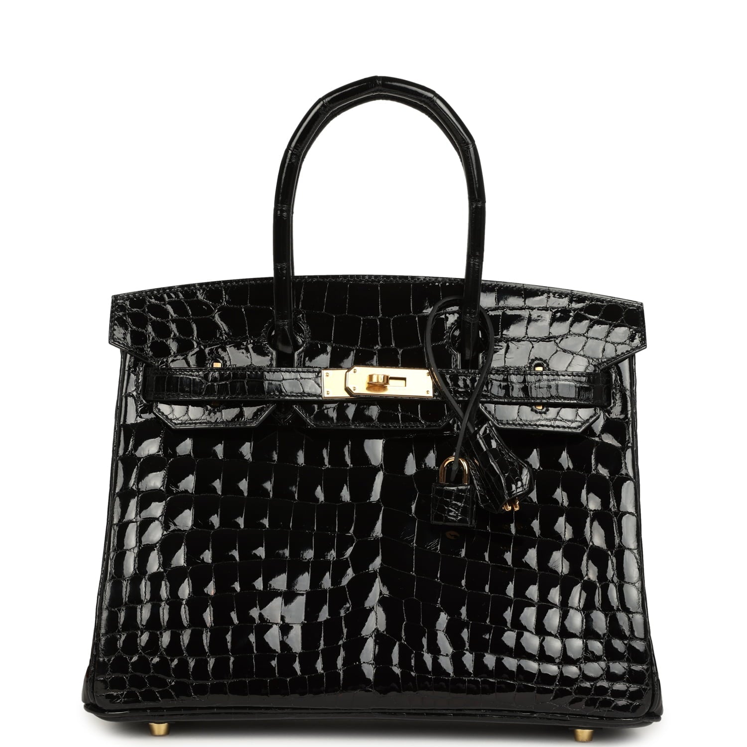 Hermes Birkin 30 Black Shiny Crocodile Niloticus Gold Hardware