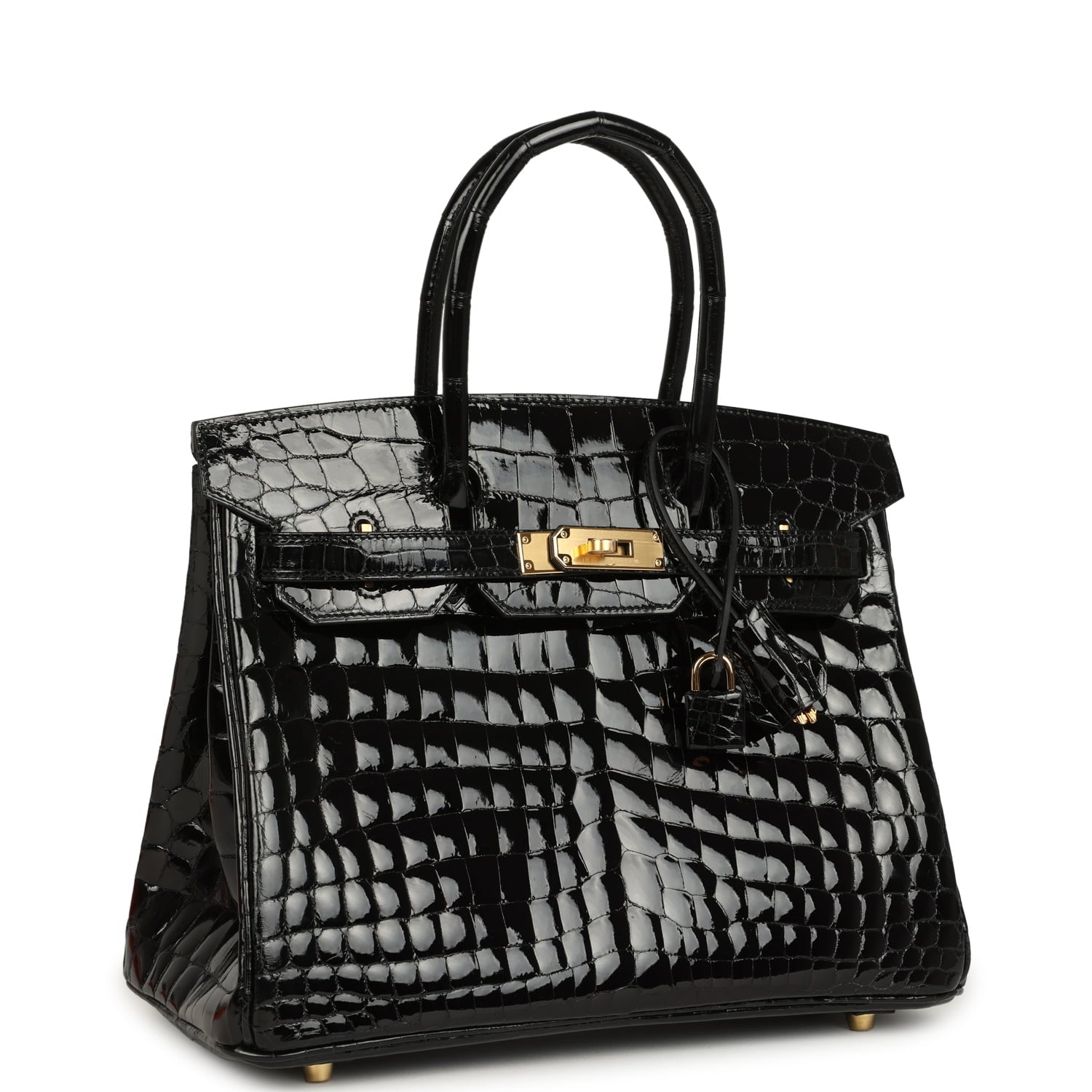 Hermes Birkin 30 Black Shiny Crocodile Niloticus Gold Hardware