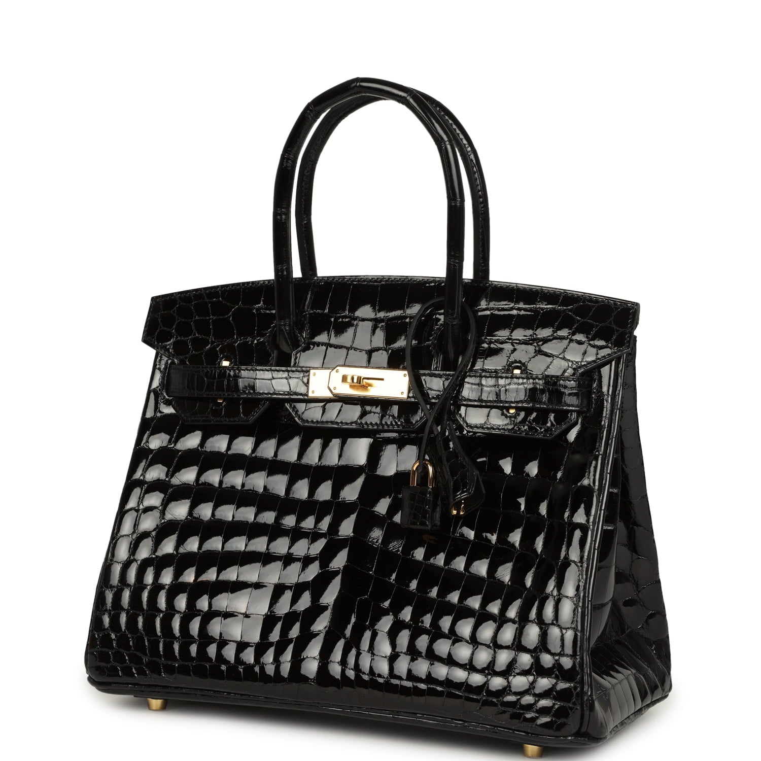 Hermes Birkin 30 Black Shiny Crocodile Niloticus Gold Hardware