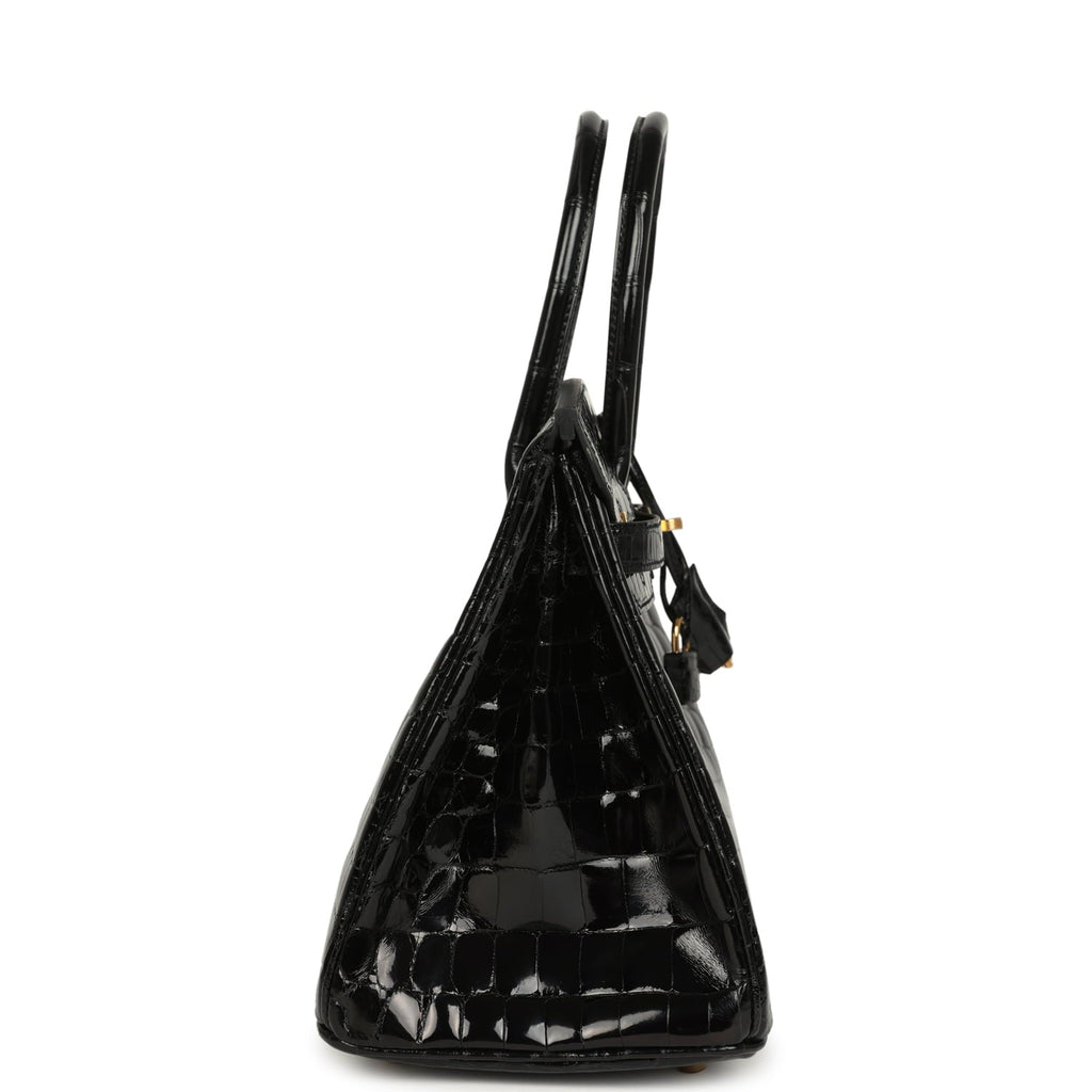 Hermes Birkin 30 Black Shiny Crocodile Niloticus Gold Hardware