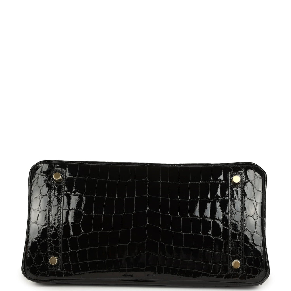 Hermes Birkin 30 Black Shiny Crocodile Niloticus Gold Hardware