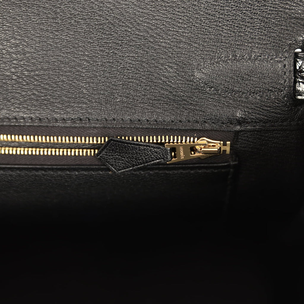 Hermes Birkin 30 Black Shiny Crocodile Niloticus Gold Hardware
