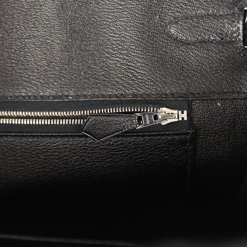 Pre-owned Hermes Birkin 35 Black Matte Porosus Crocodile Palladium Hardware