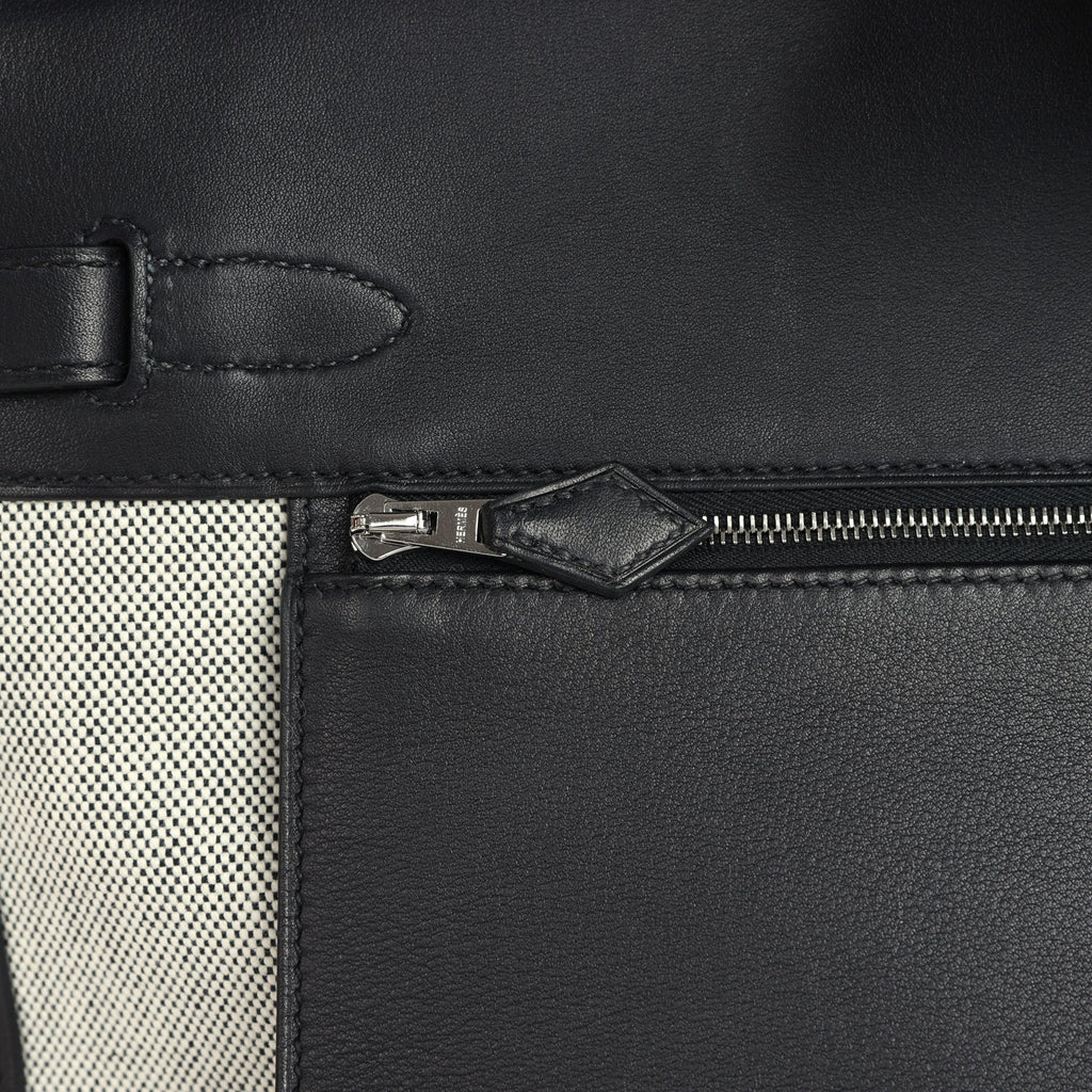 Hermes Birkin 35 A L'Envers Black-Ecru Toile H Canvas and Black Volupto Palladium Hardware