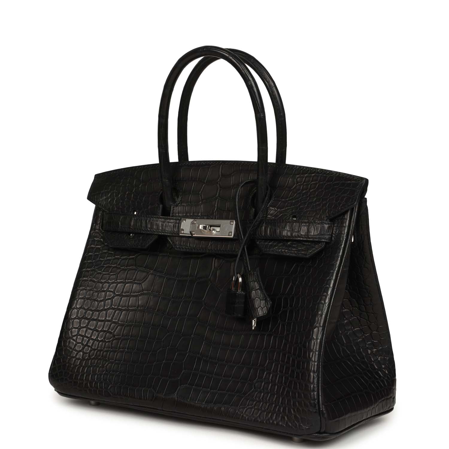 Hermes Birkin 30 Black Matte Porosus Crocodile Palladium Hardware