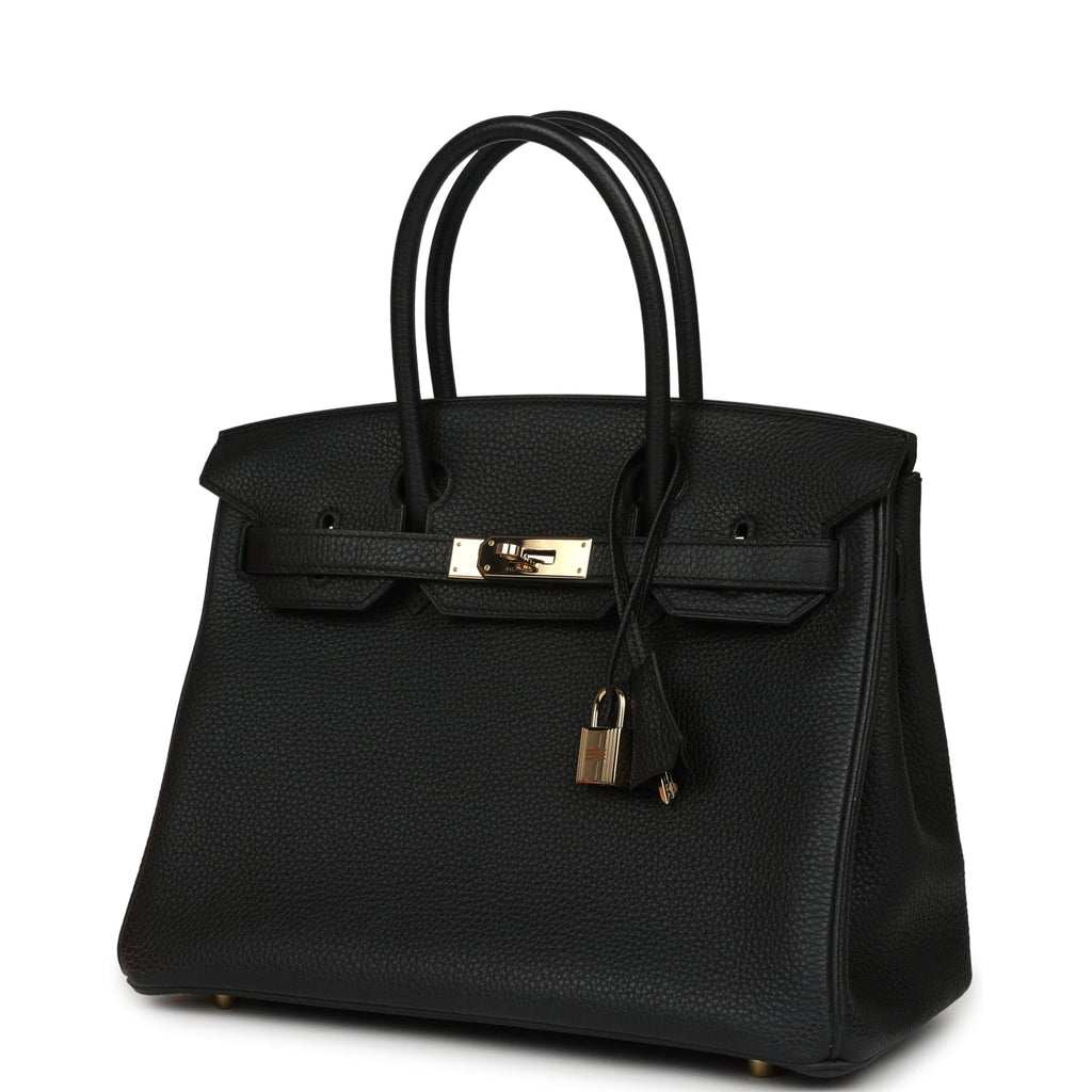 Pre-owned Hermes Birkin 30 Black Togo Permabrass Hardware