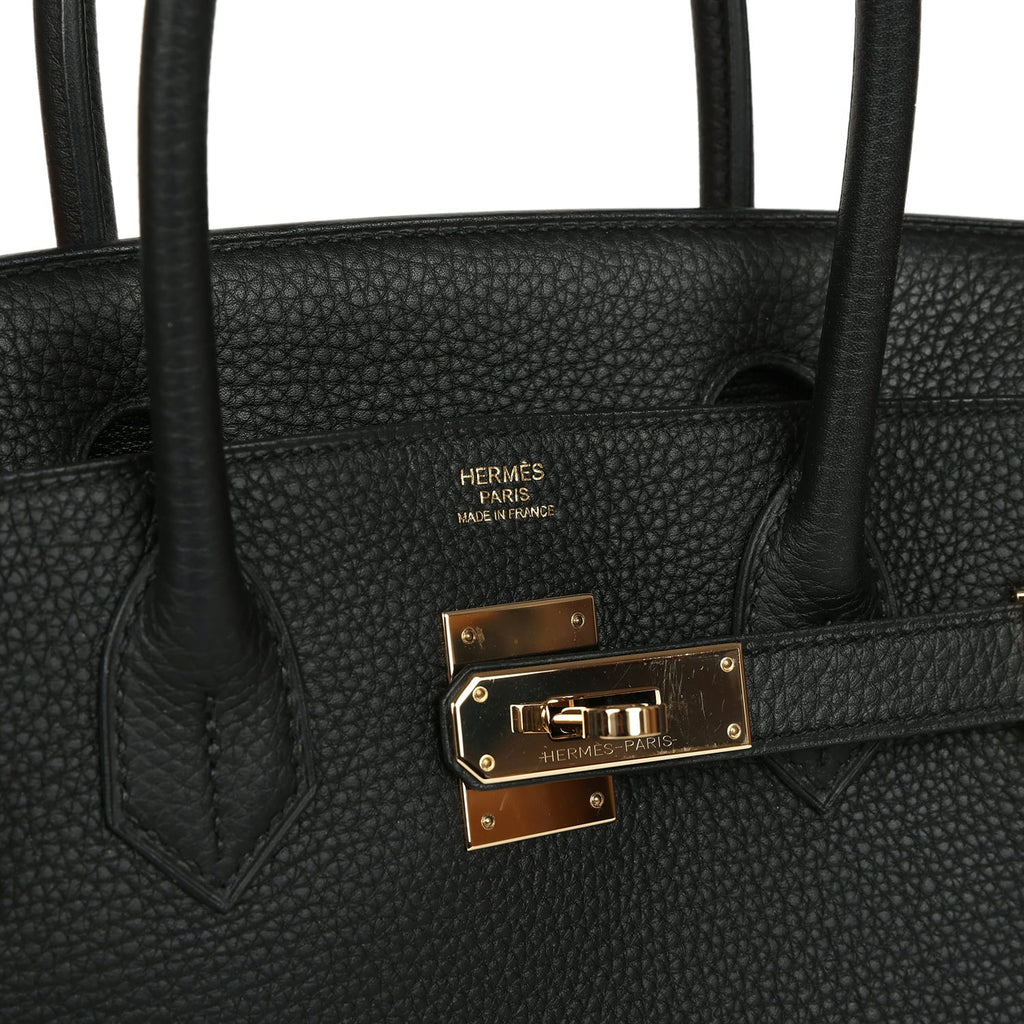 Pre-owned Hermes Birkin 30 Black Togo Permabrass Hardware