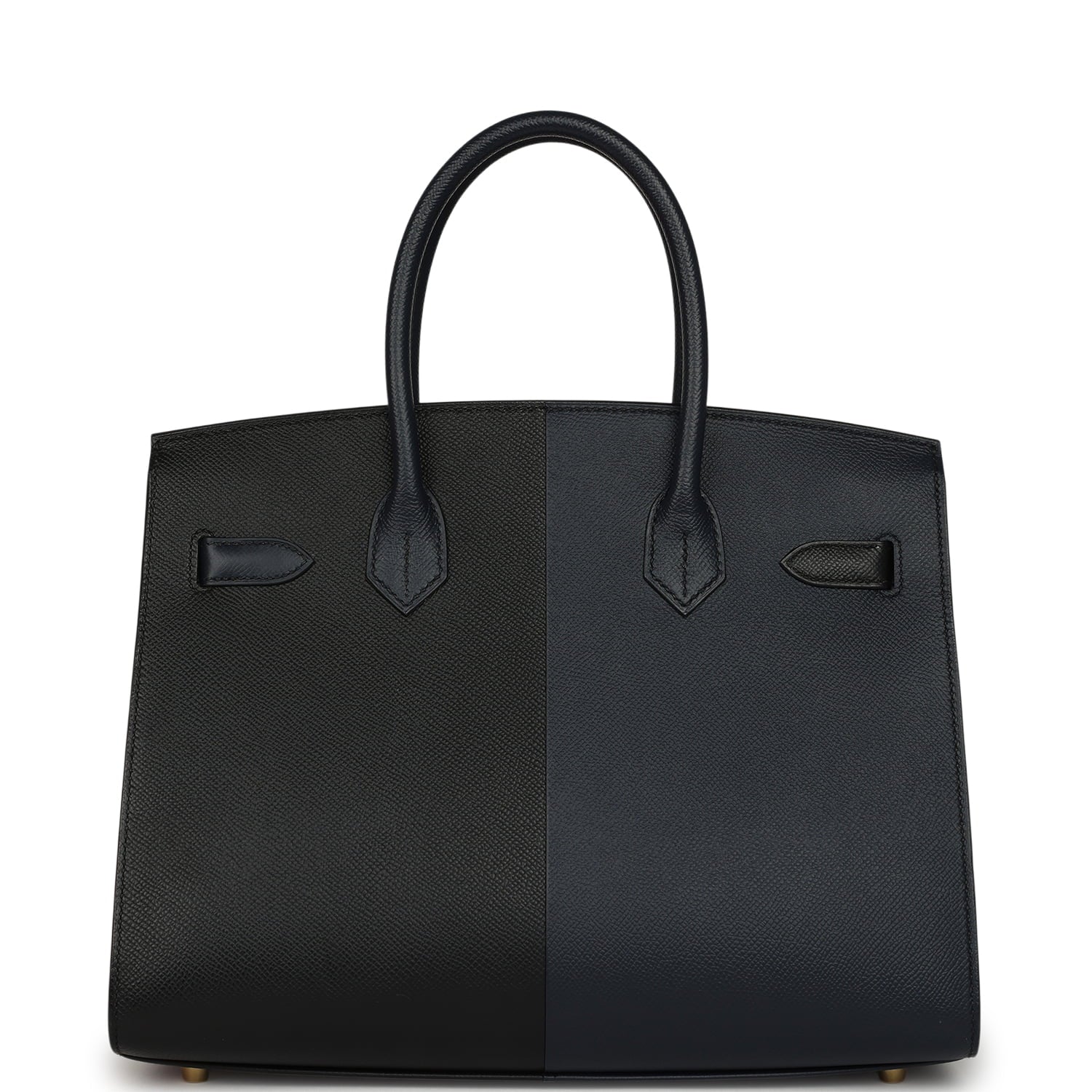 Pre-owned Hermes Casaque Birkin Sellier 30 Black and Bleu Indigo Epsom Gold Hardware