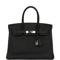 Pre-owned Hermes Birkin 30 Black Togo Palladium Hardware