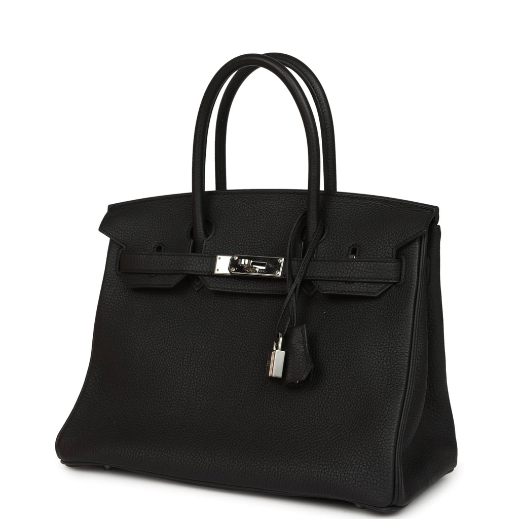 Pre-owned Hermes Birkin 30 Black Togo Palladium Hardware