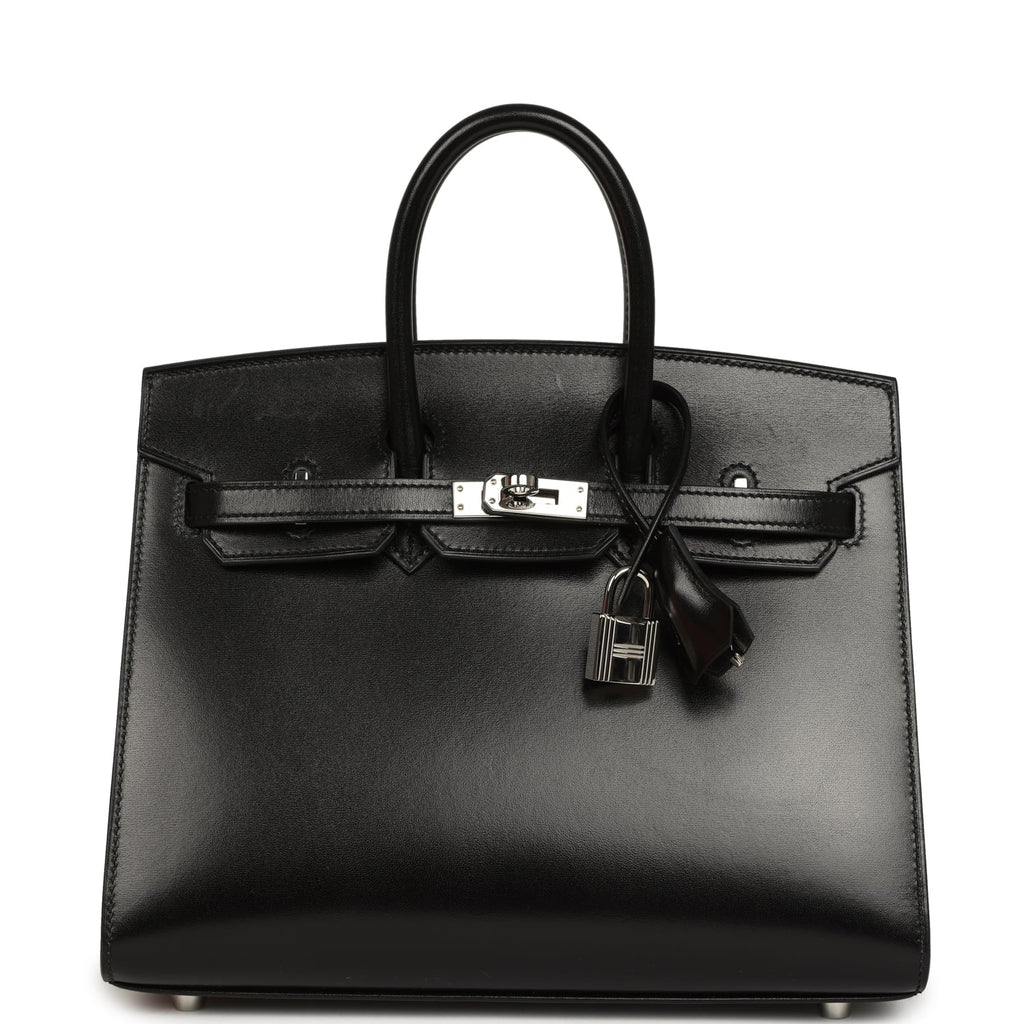 Pre-owned Hermes Birkin Sellier 25 Black Box Palladium Hardware