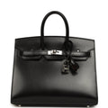 Pre-owned Hermes Birkin Sellier 25 Black Box Palladium Hardware