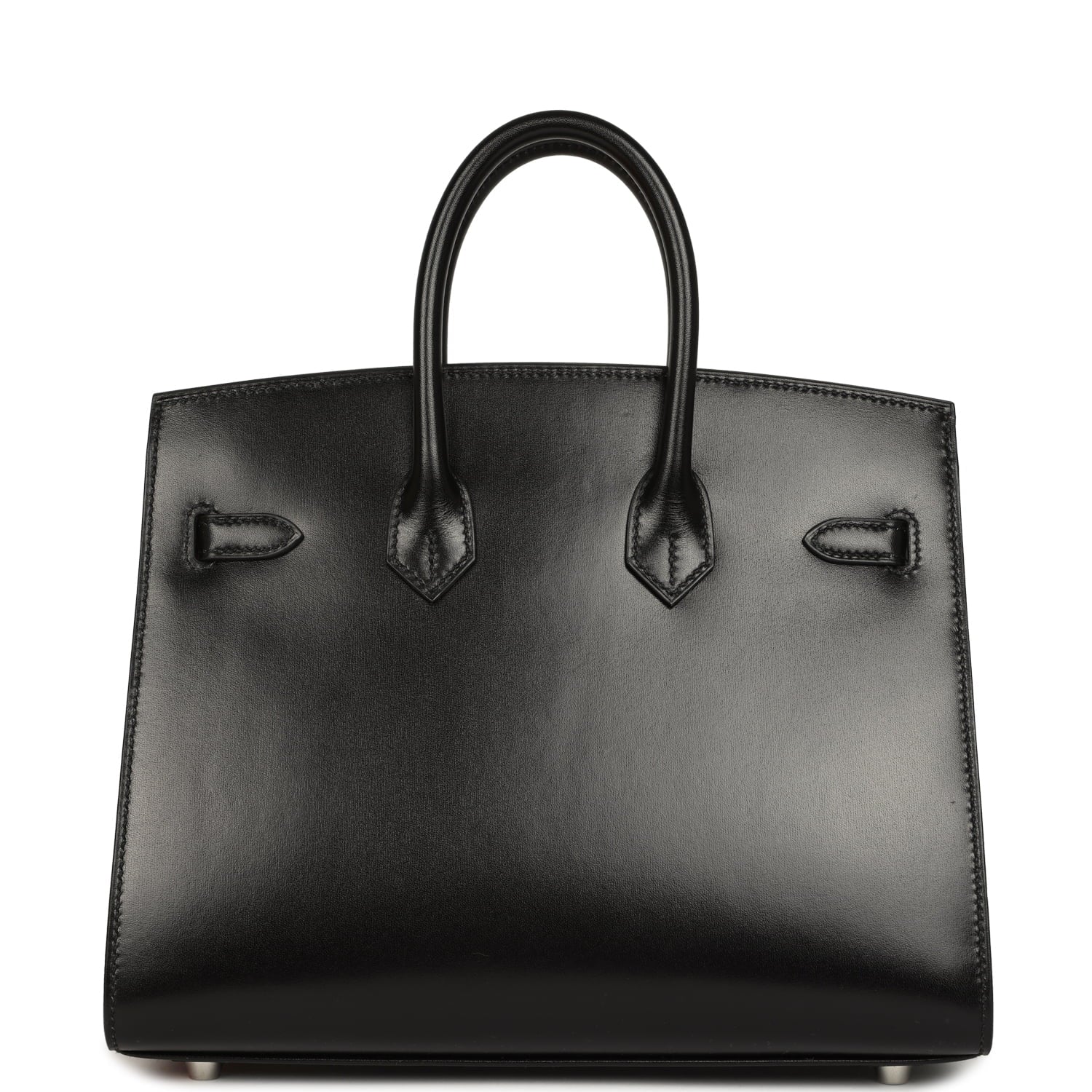 Pre-owned Hermes Birkin Sellier 25 Black Box Palladium Hardware
