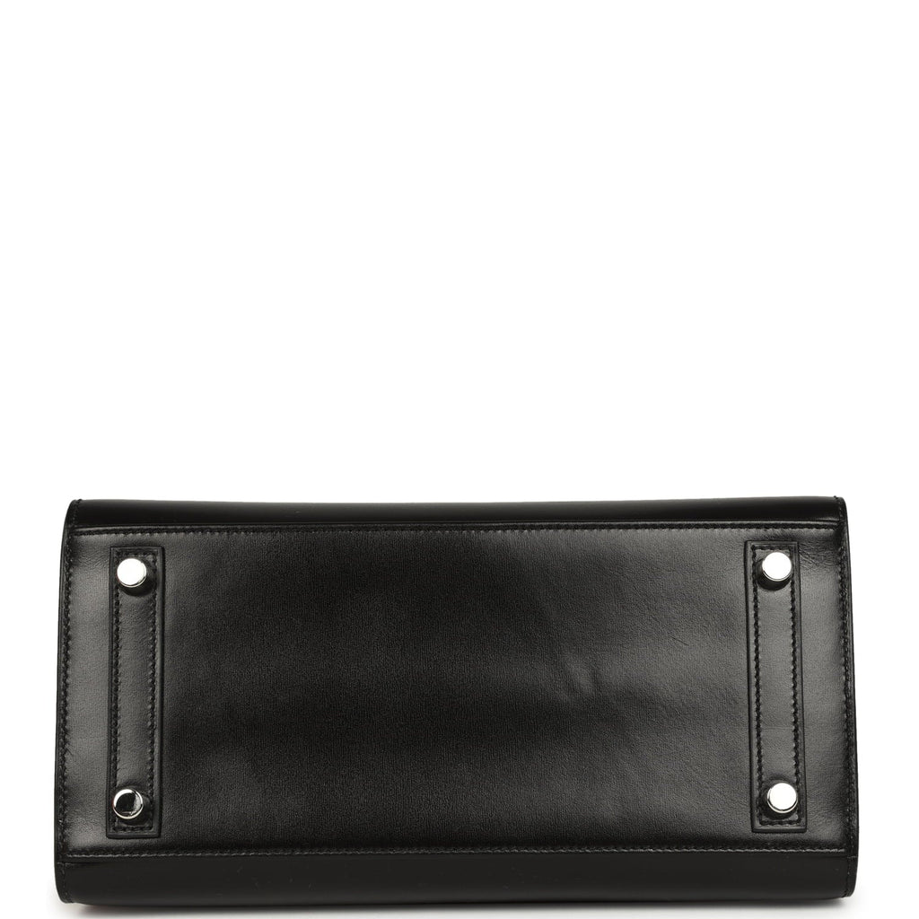 Pre-owned Hermes Birkin Sellier 25 Black Box Palladium Hardware
