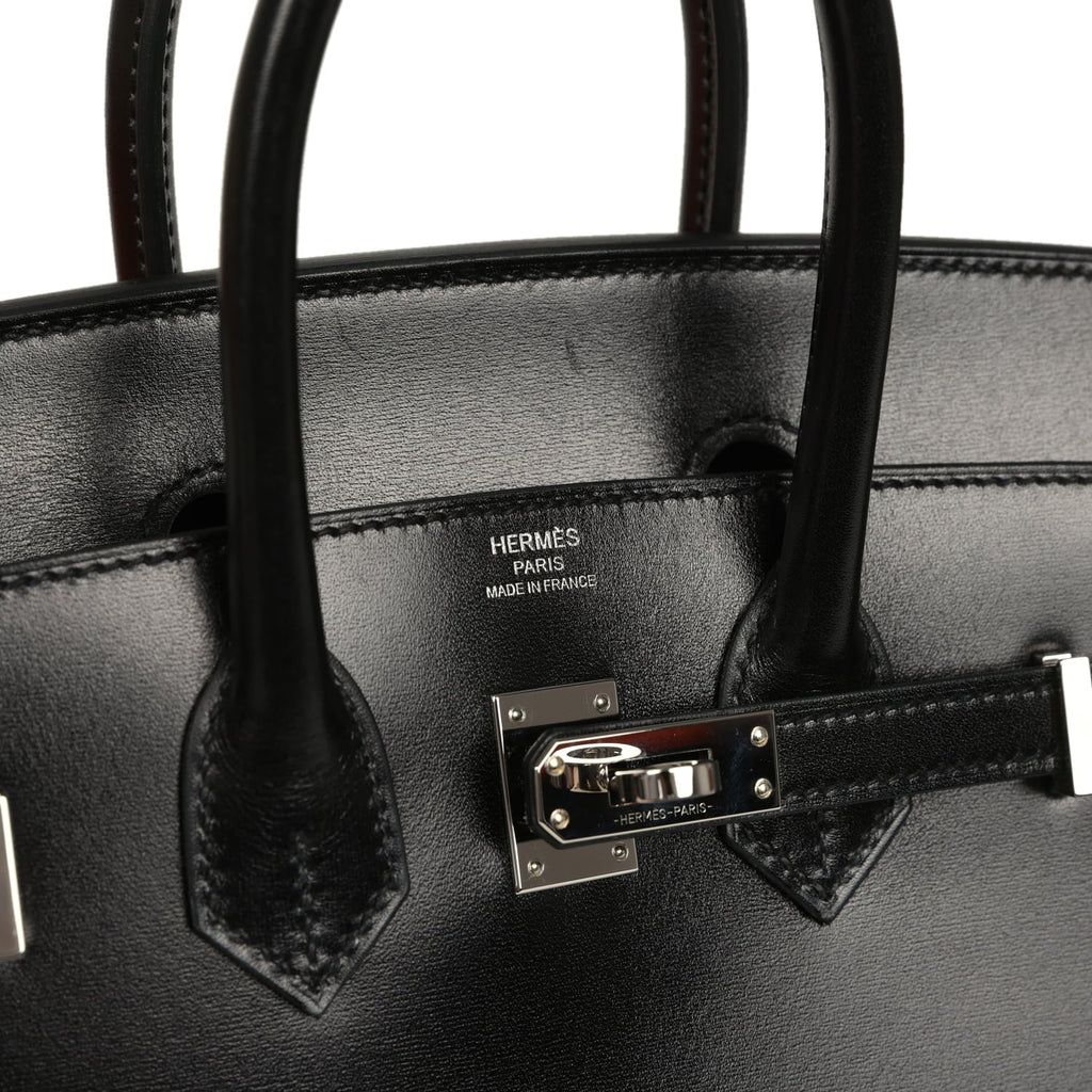 Pre-owned Hermes Birkin Sellier 25 Black Box Palladium Hardware