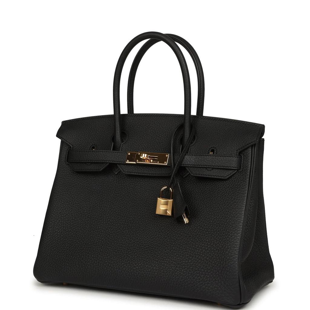 Pre-owned Hermes Birkin 30 Black Togo Gold Hardware