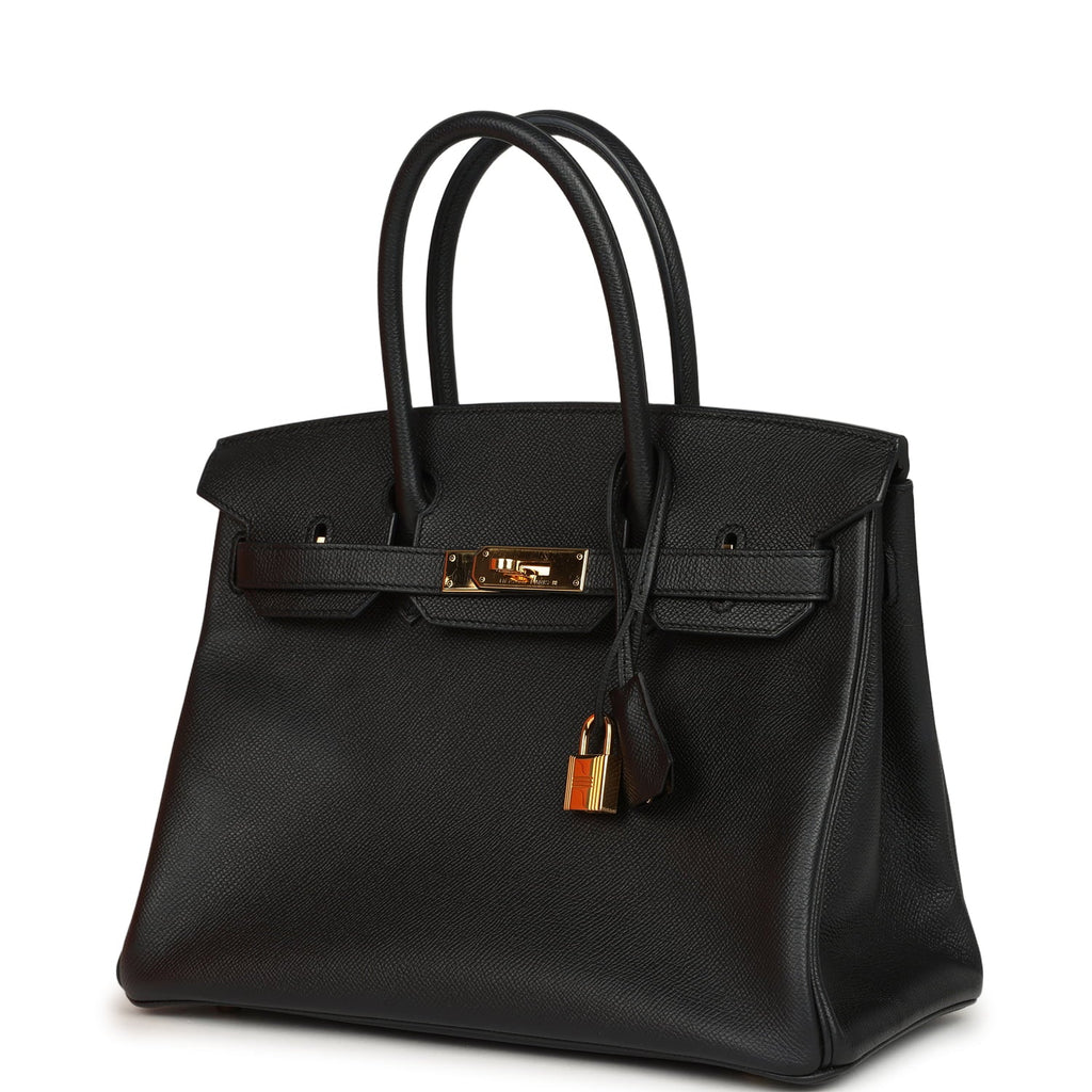Pre-owned Hermes Birkin 30 Black Epsom Gold Hardware