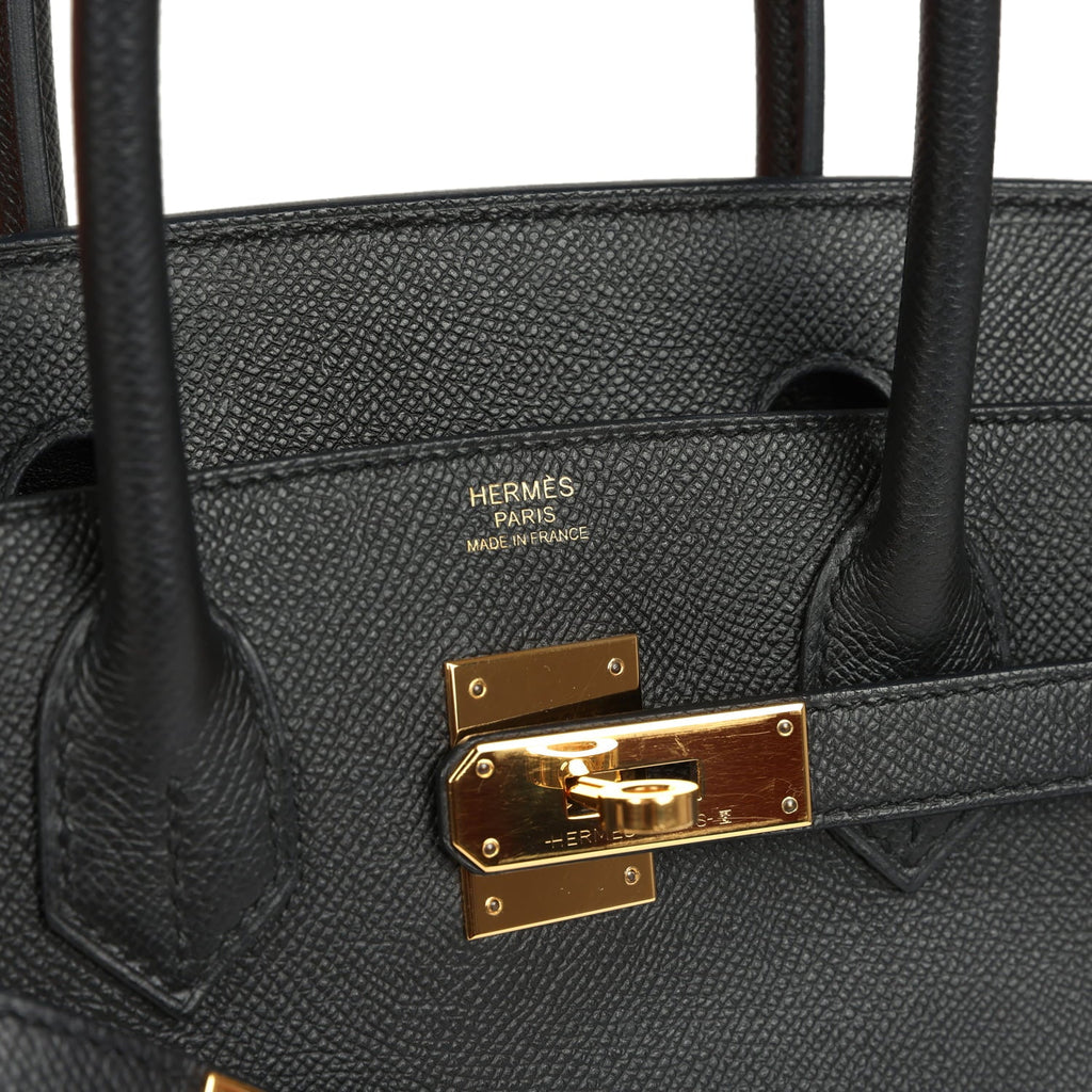 Pre-owned Hermes Birkin 30 Black Epsom Gold Hardware