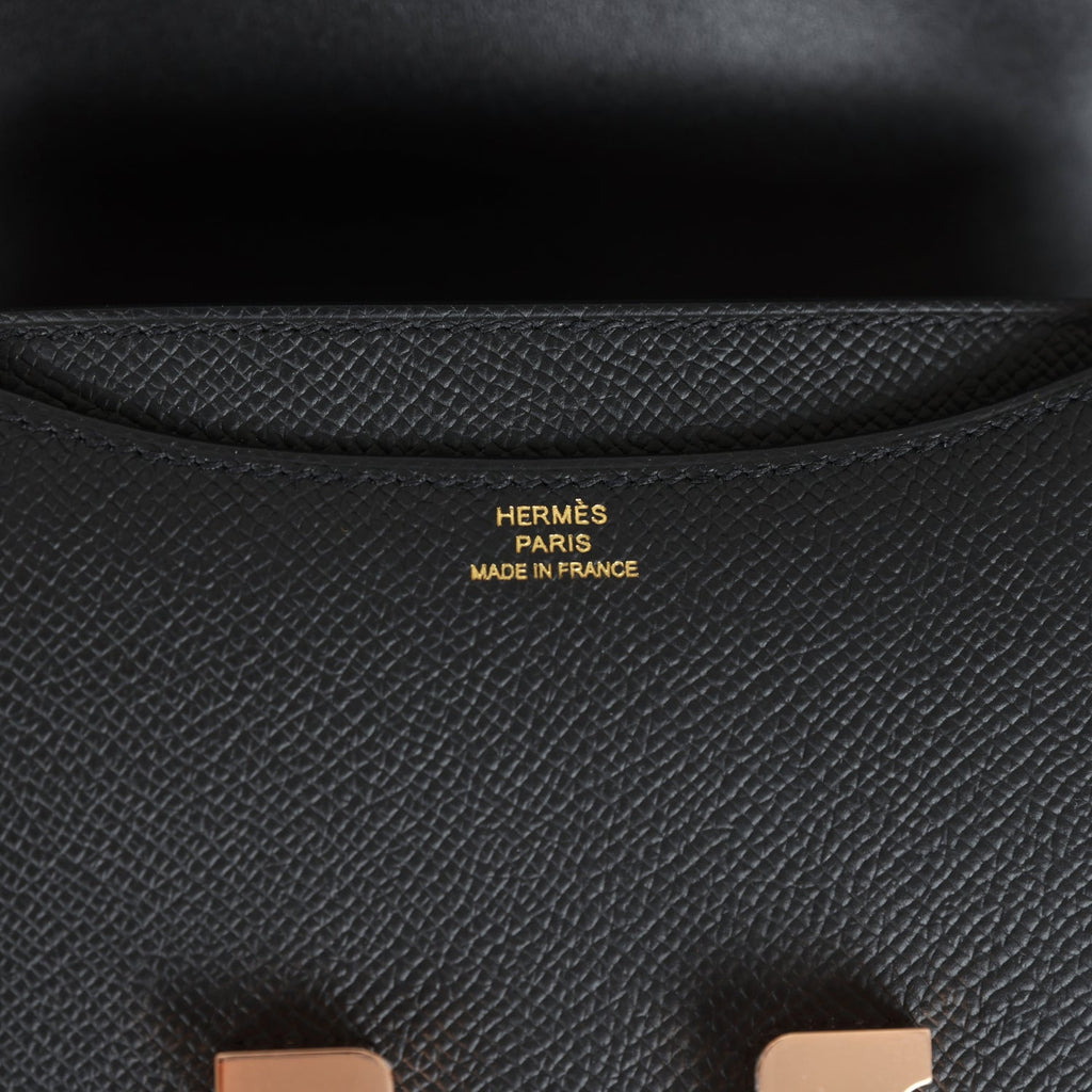 Hermes Constance 18 Black Epsom Rose Gold Hardware
