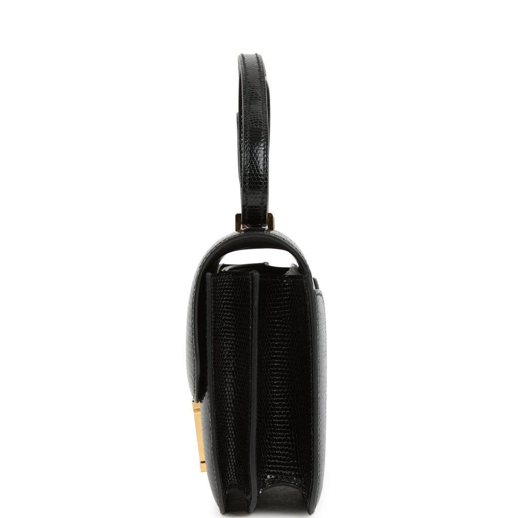Hermes Constance 18 Black Varanus Salvator Lizard Gold Hardware
