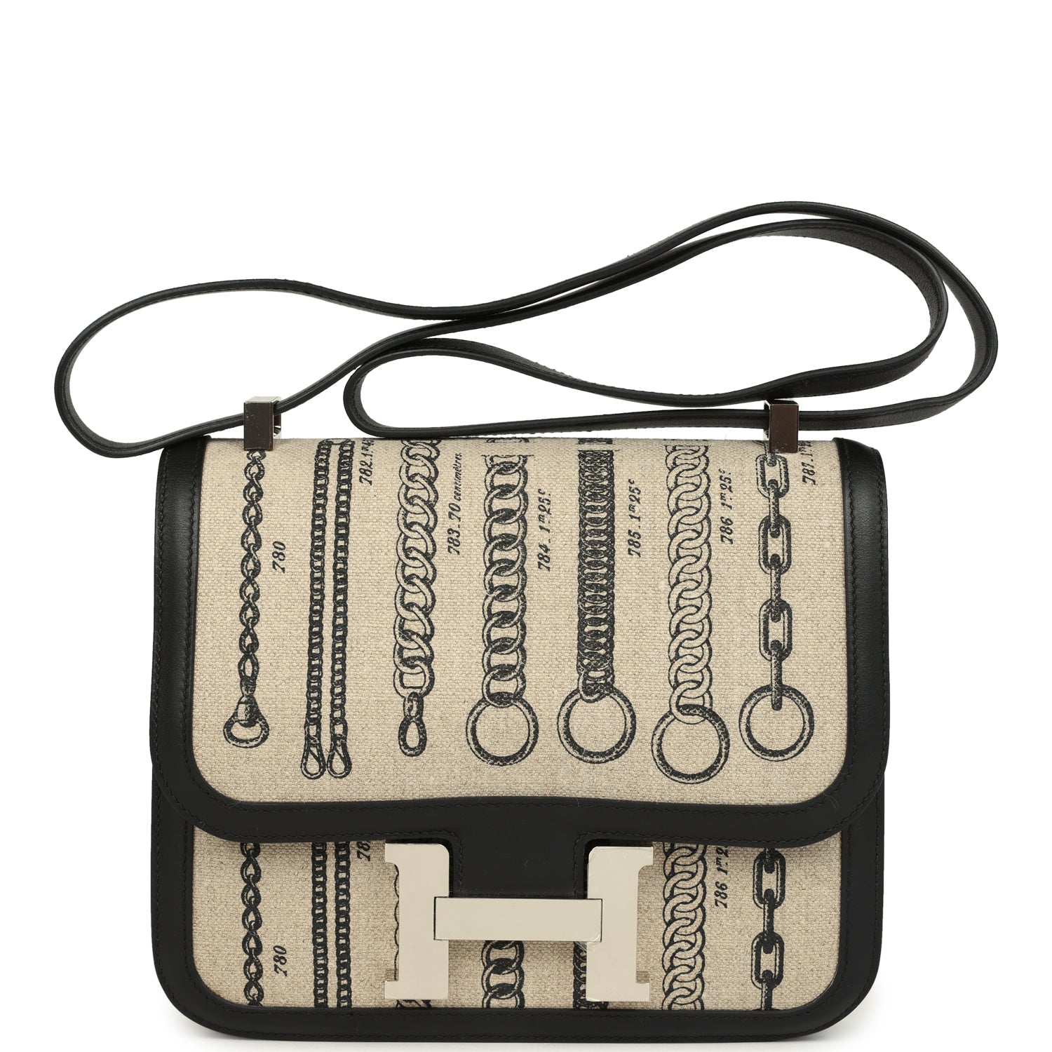 Pre-owned Hermes Constance 24 Toile De Camp Déchaînée and Black Swift Palladium Hardware