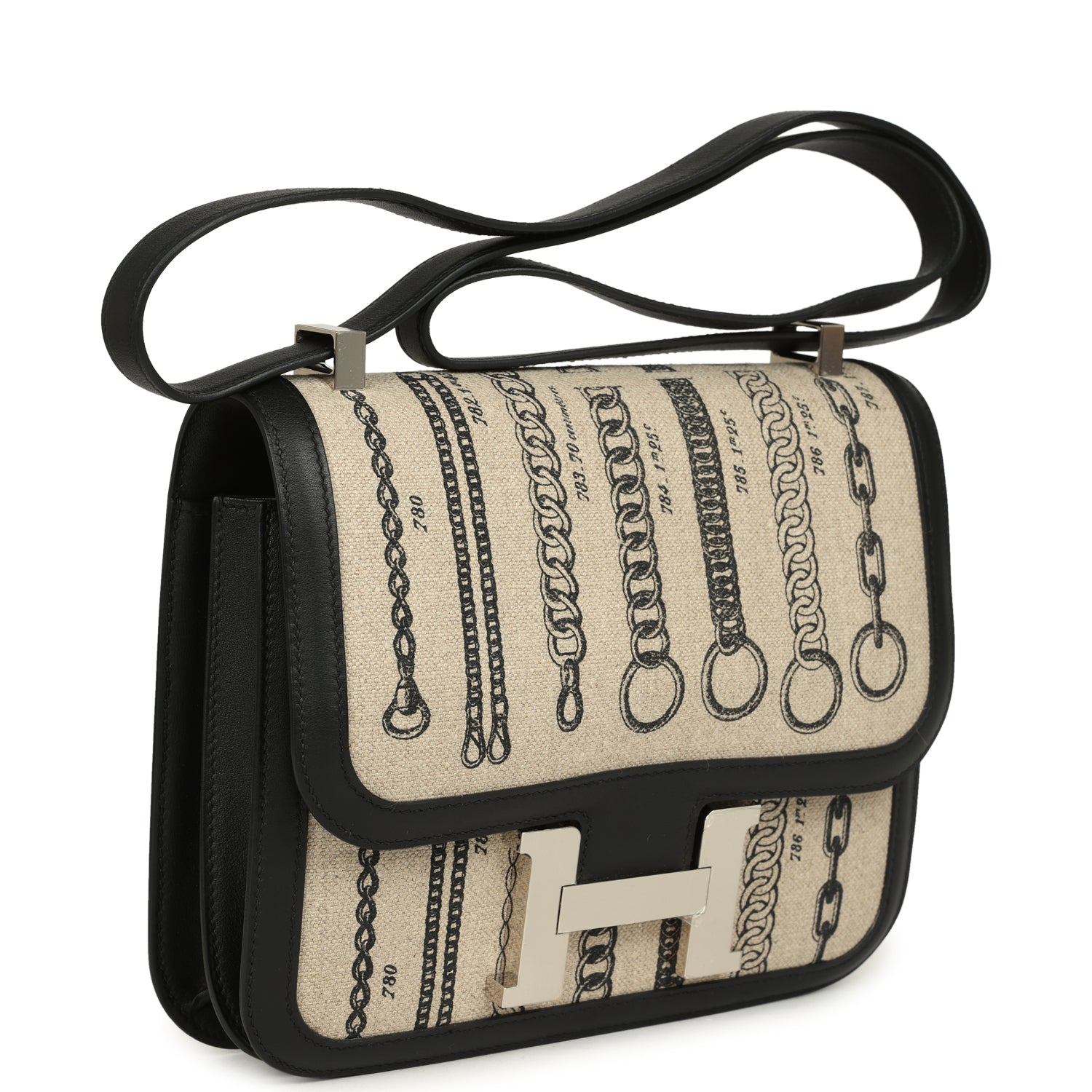 Pre-owned Hermes Constance 24 Toile De Camp Déchaînée and Black Swift Palladium Hardware