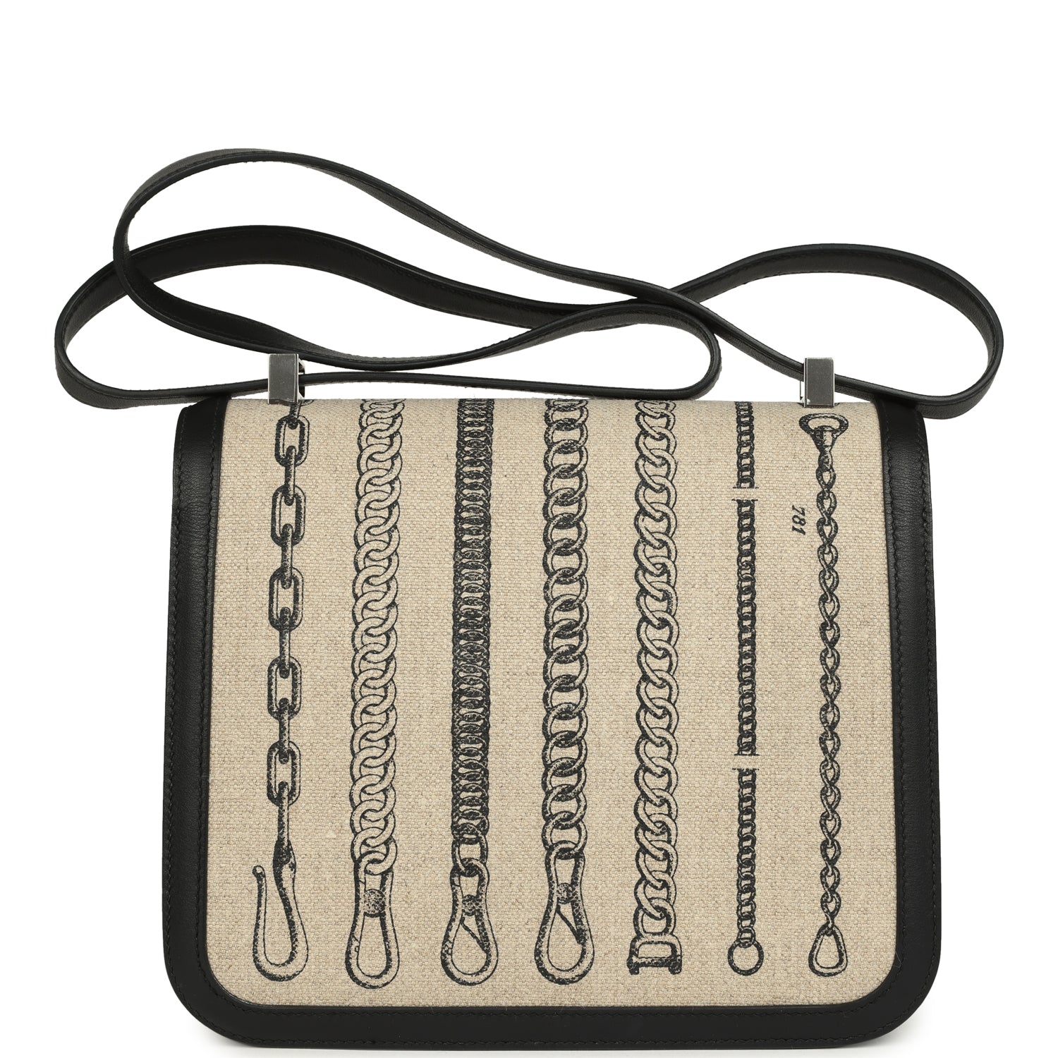Pre-owned Hermes Constance 24 Toile De Camp Déchaînée and Black Swift Palladium Hardware