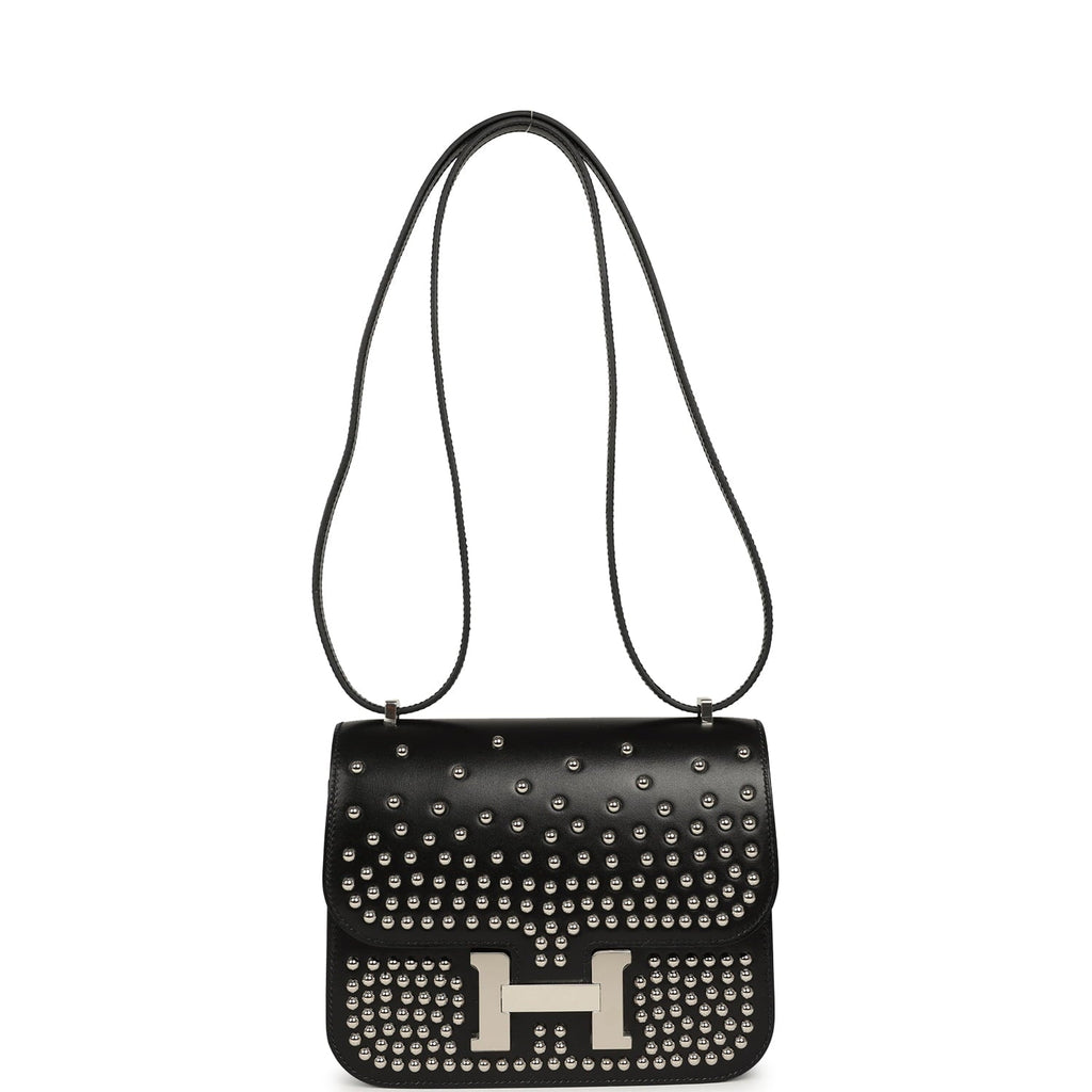 Pre-owned Hermes Constance 18 Clouté Black Box Palladium Hardware