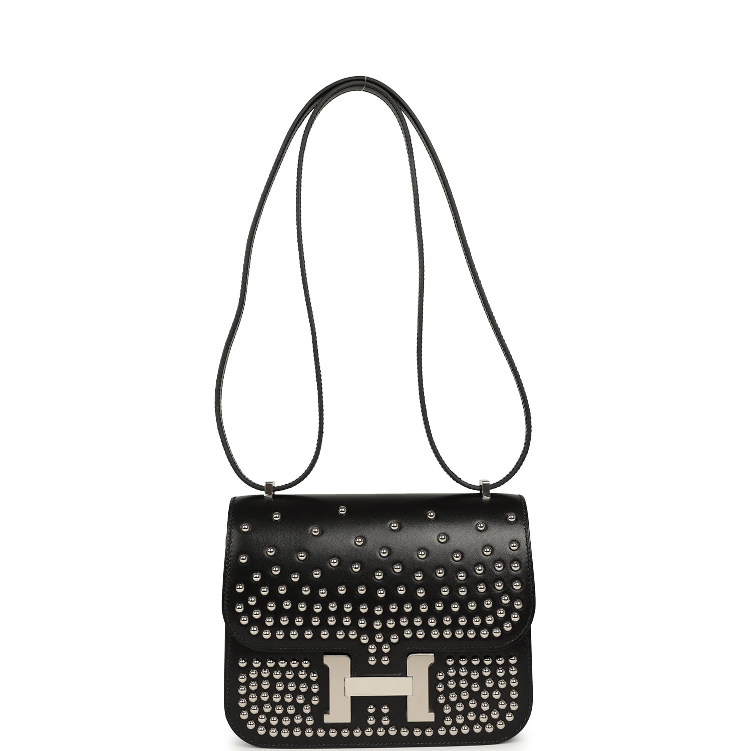 Pre-owned Hermes Constance 18 Clouté Black Box Palladium Hardware