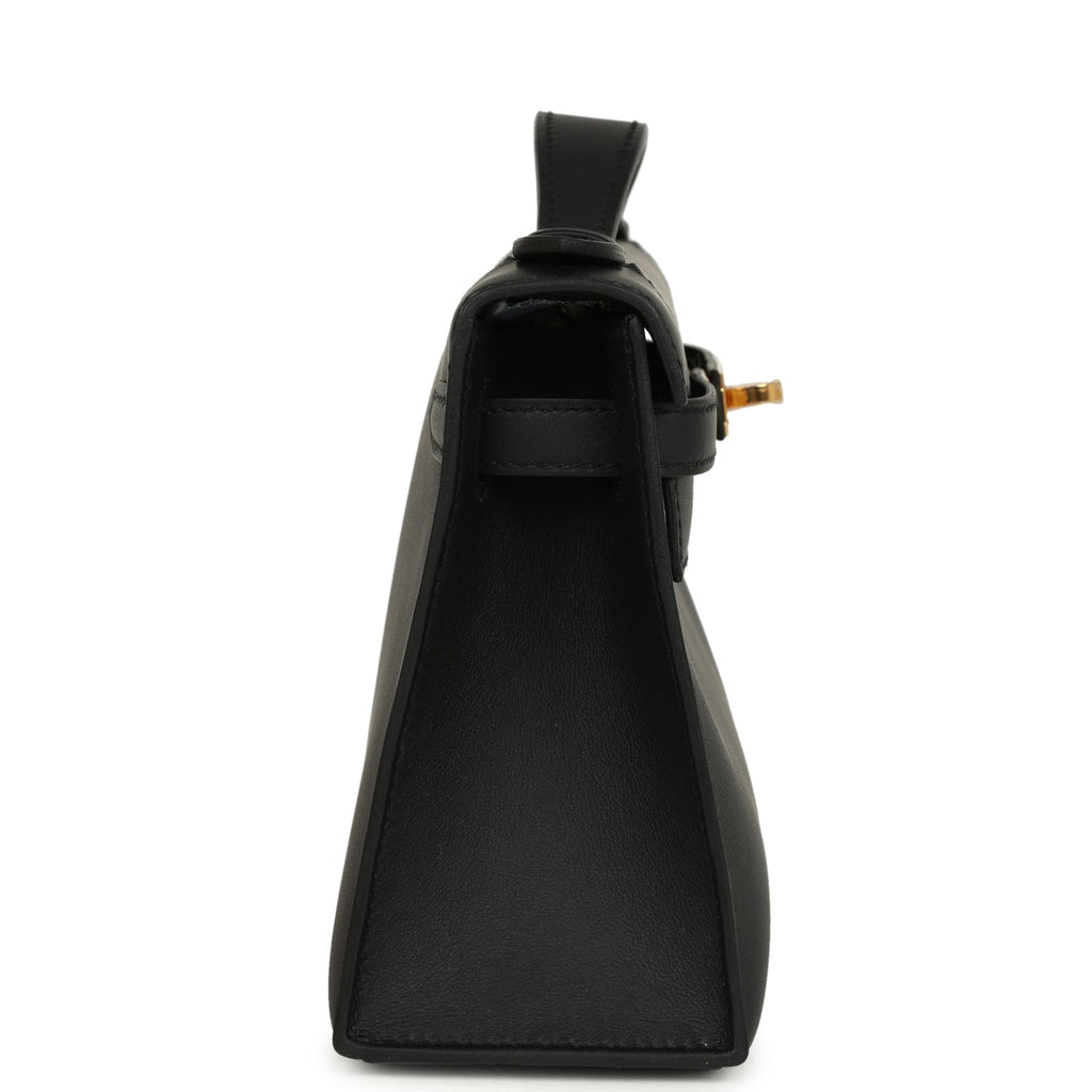 Hermes Kelly Pochette Black Swift Gold Hardware