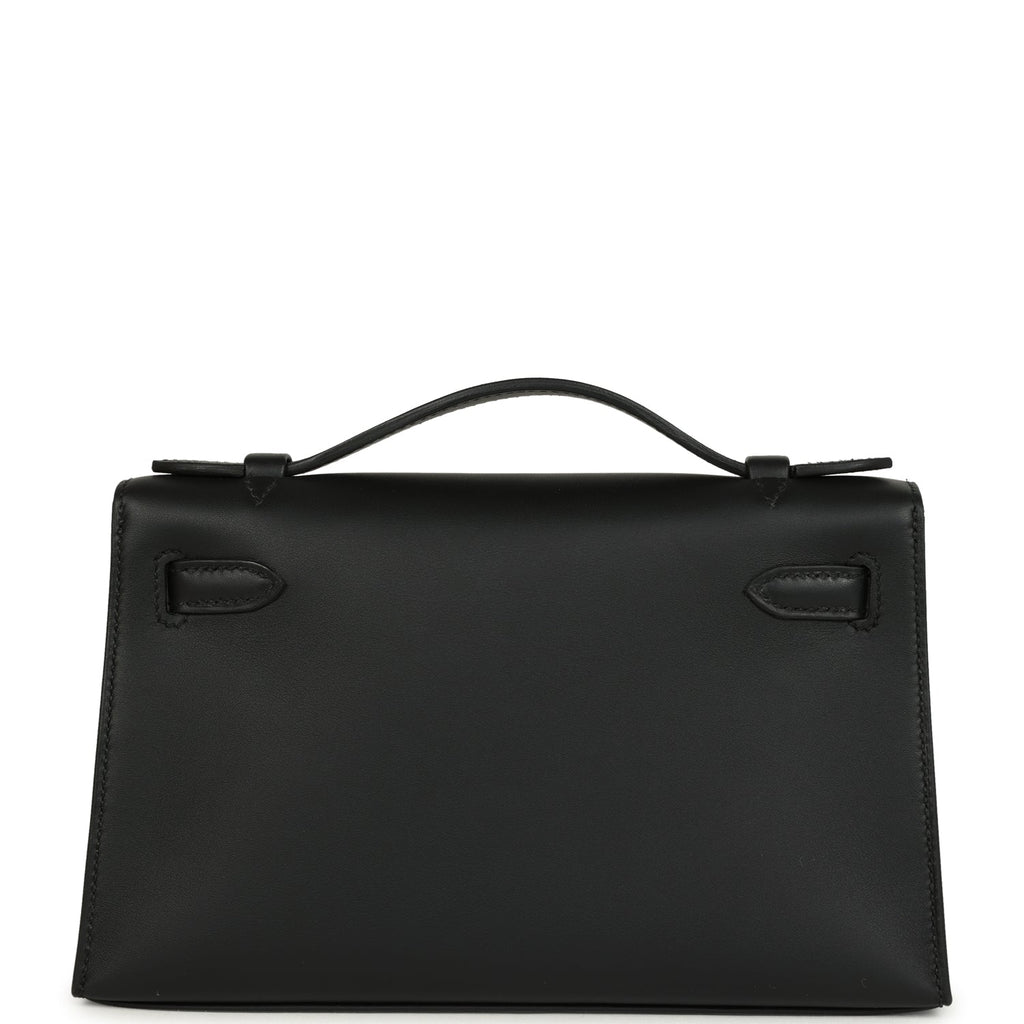 Hermes Kelly Pochette Black Swift Gold Hardware
