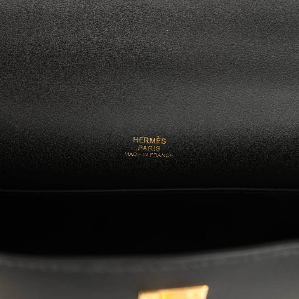 Hermes Kelly Pochette Black Swift Gold Hardware