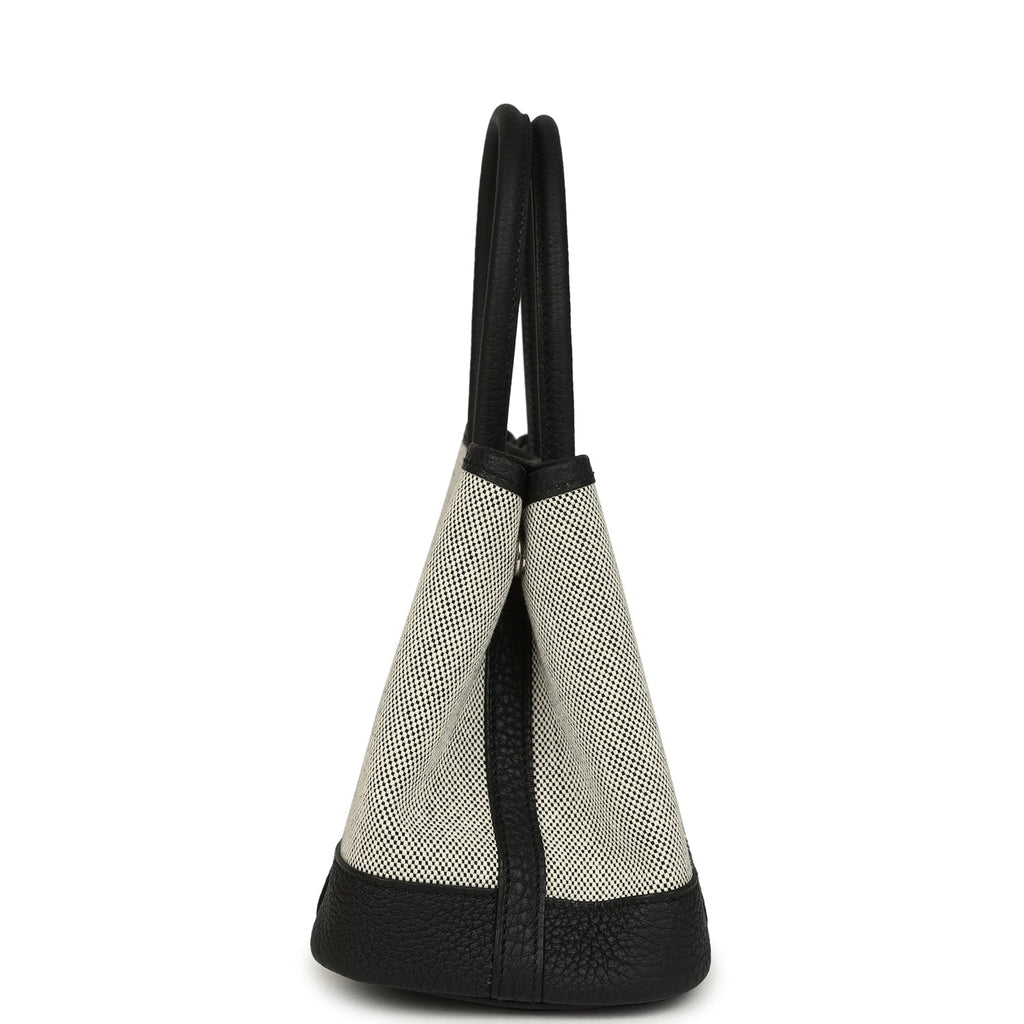 Hermes Garden Party Neo 23 Black-Ecru Toile H Canvas and Black Negonda Palladium Hardware