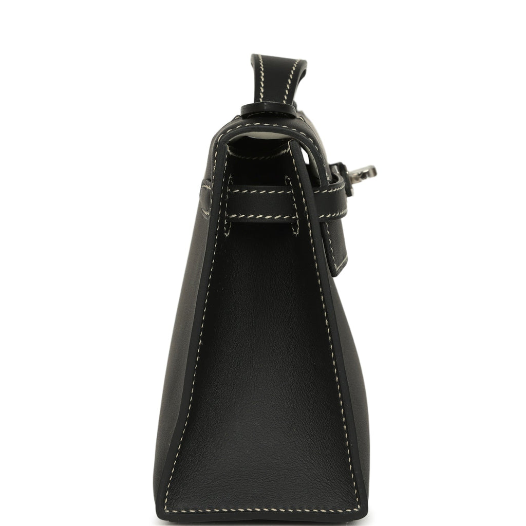 Hermes Special Order (HSS) Kelly Pochette Black Verso Swift Palladium Hardware