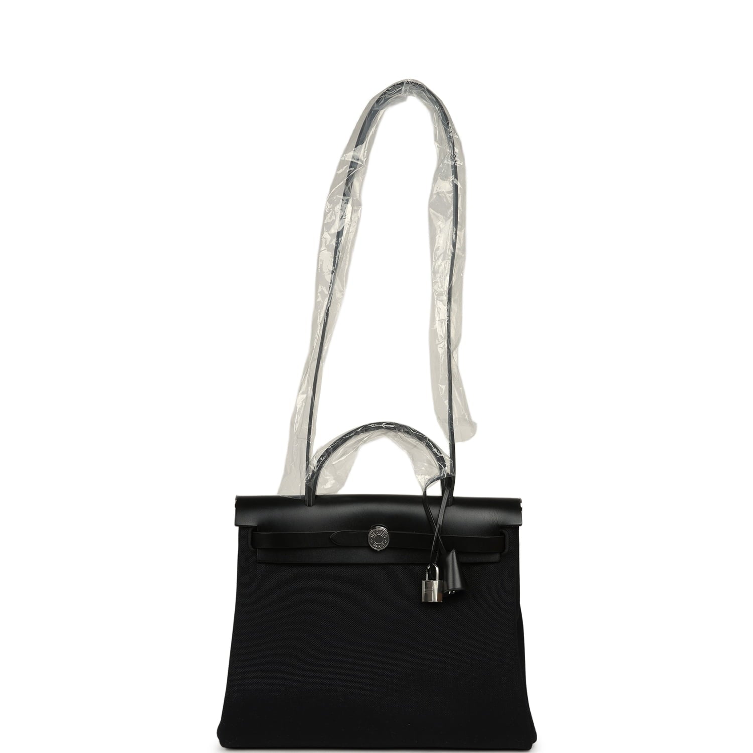 Hermes Herbag Zip 31 PM Black Military Canvas & Vache Hunter Palladium Hardware